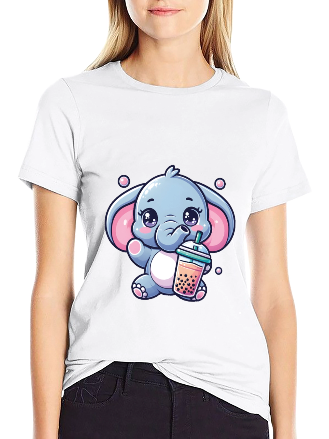 Cute Elephant Bubble Tea Graphic Tee