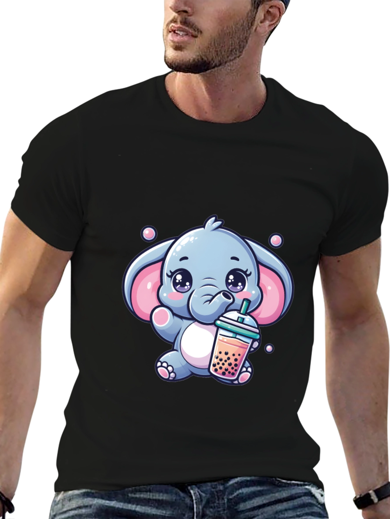 Cute Elephant Bubble Tea Graphic Tee