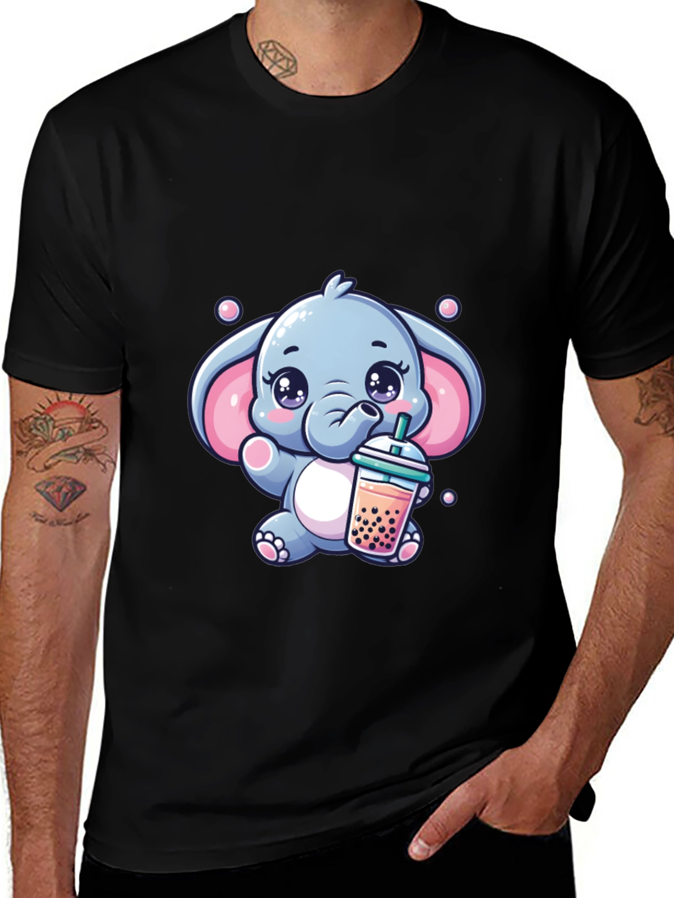 Cute Elephant Bubble Tea Graphic Tee