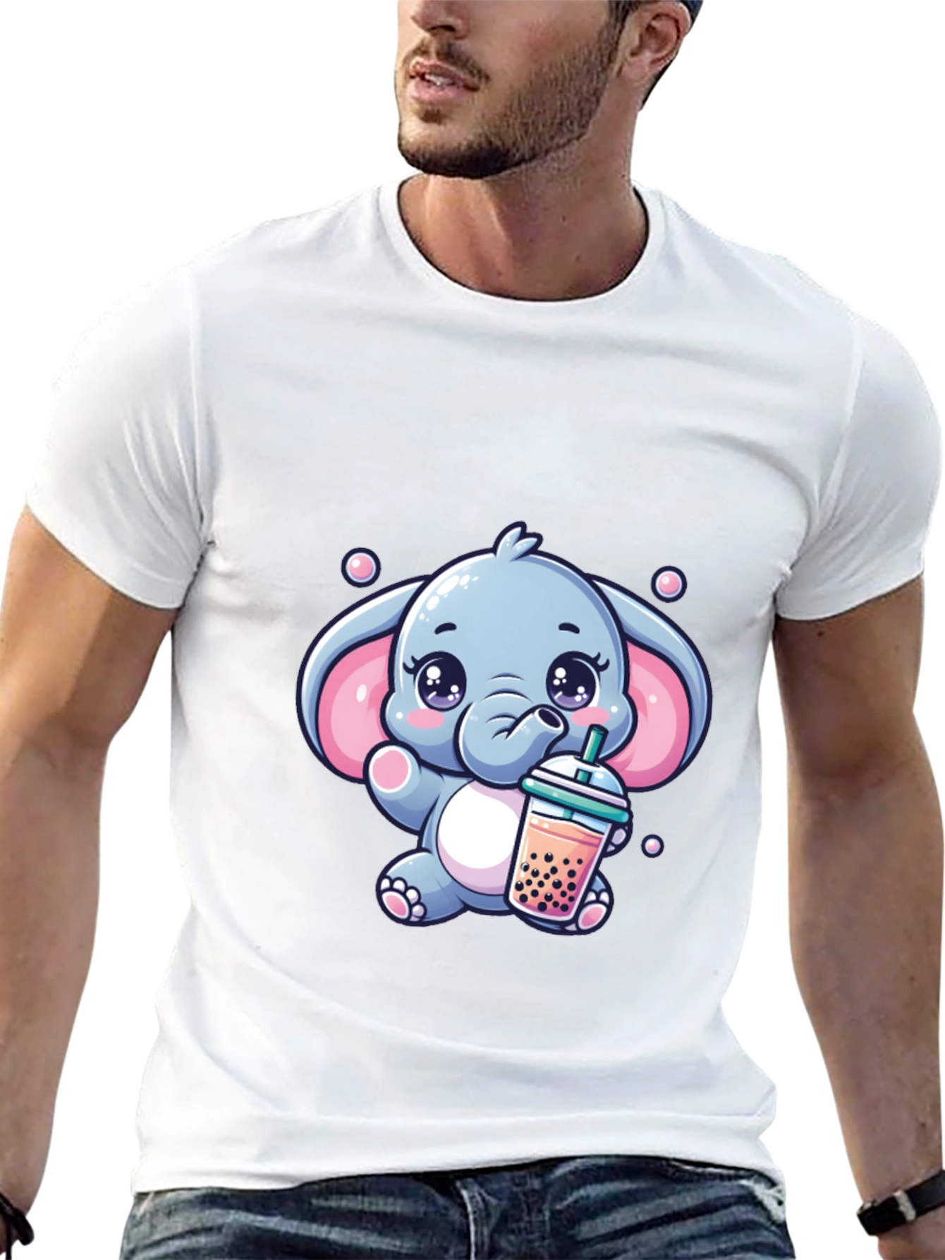 Cute Elephant Bubble Tea Graphic Tee