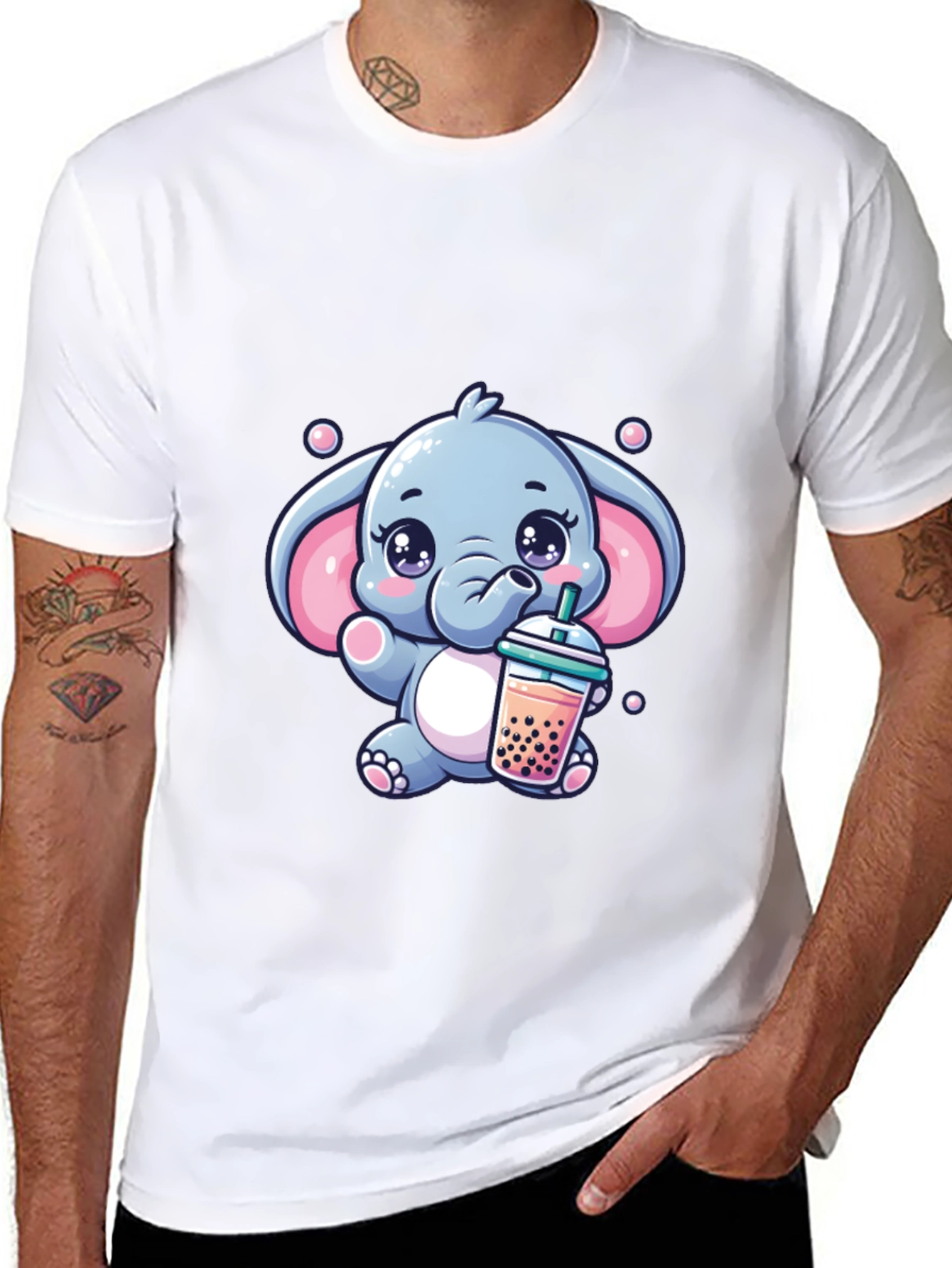 Cute Elephant Bubble Tea Graphic Tee