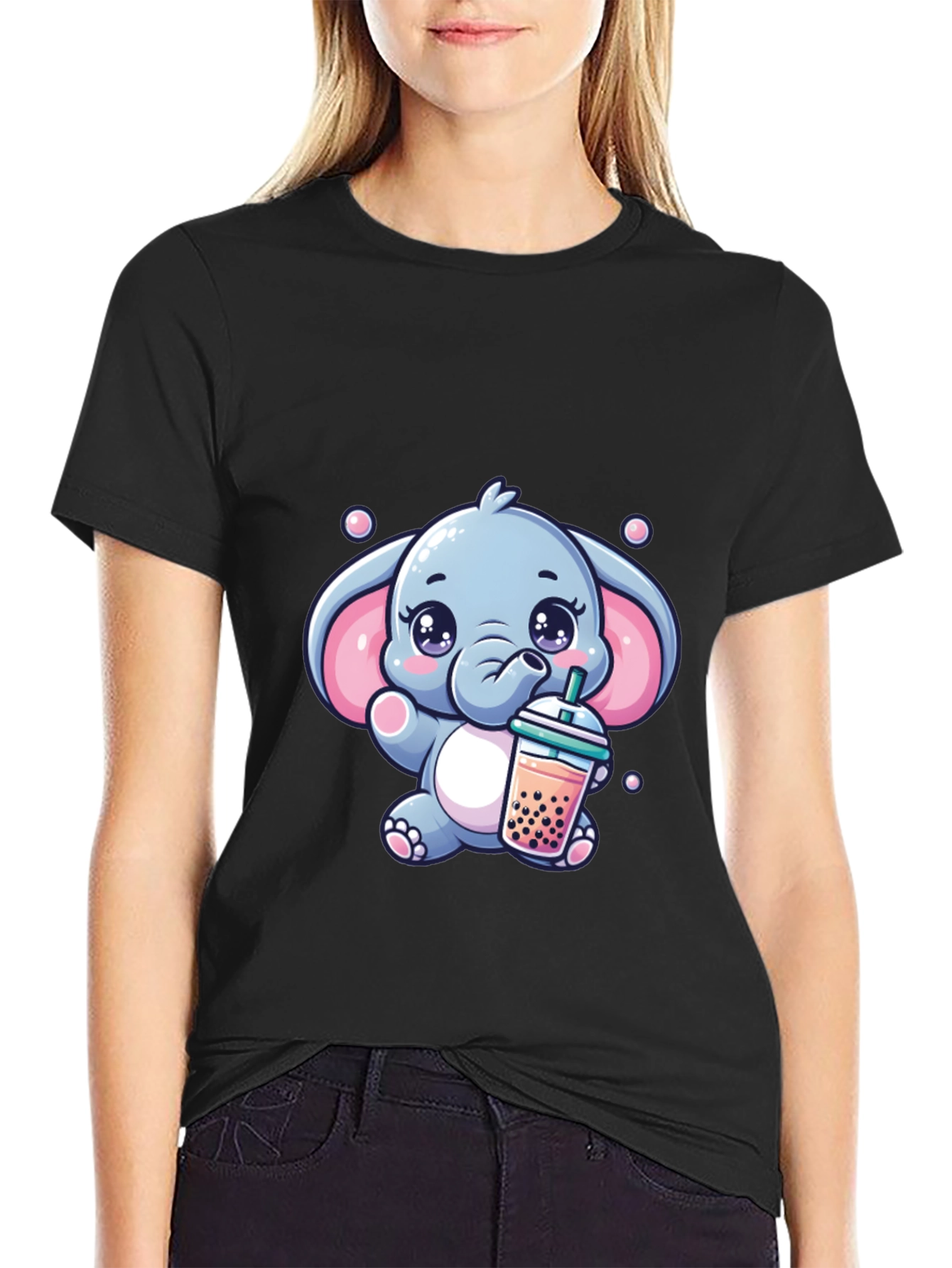 Cute Elephant Bubble Tea Graphic Tee
