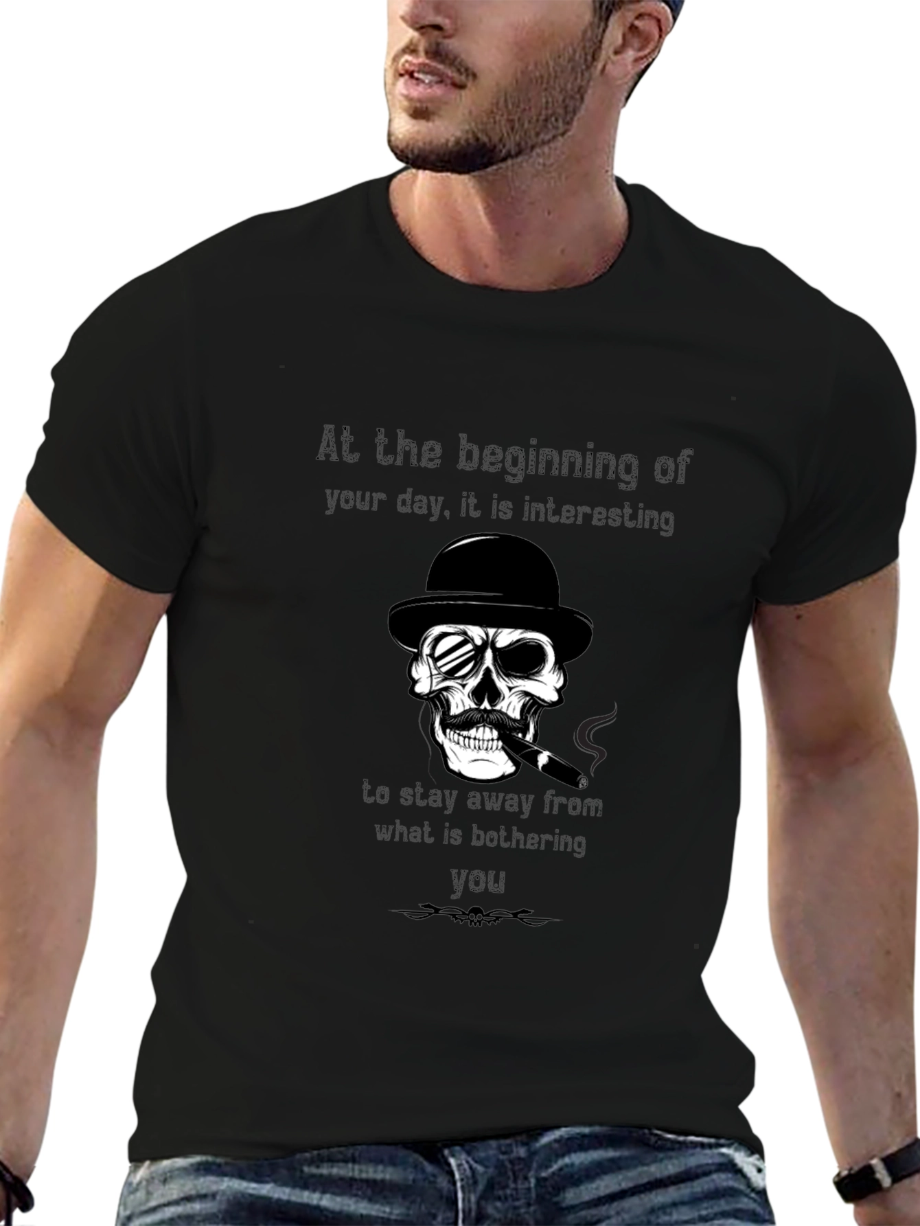 Skull Cigar Graphic T-Shirt