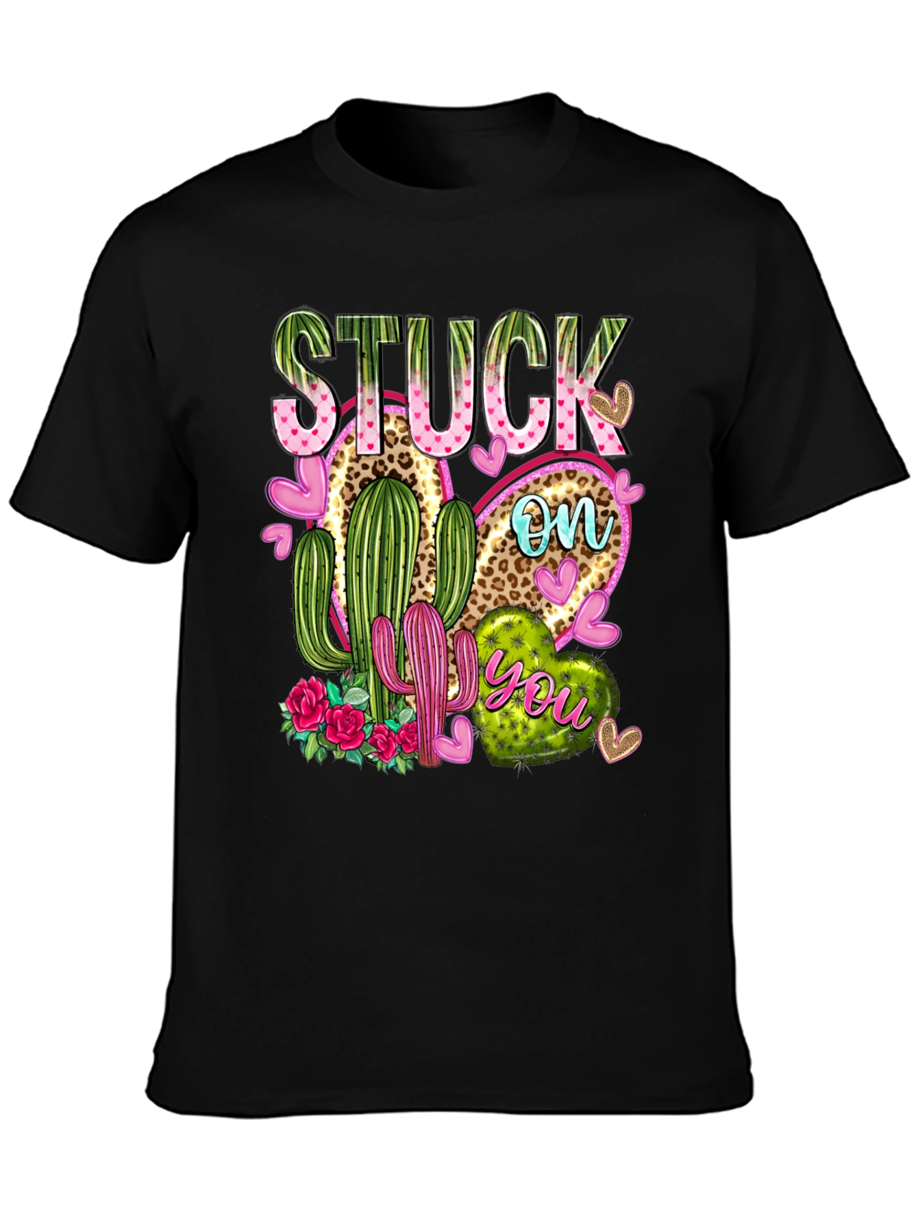 Stuck On You Cactus Heart Graphic T-Shirt