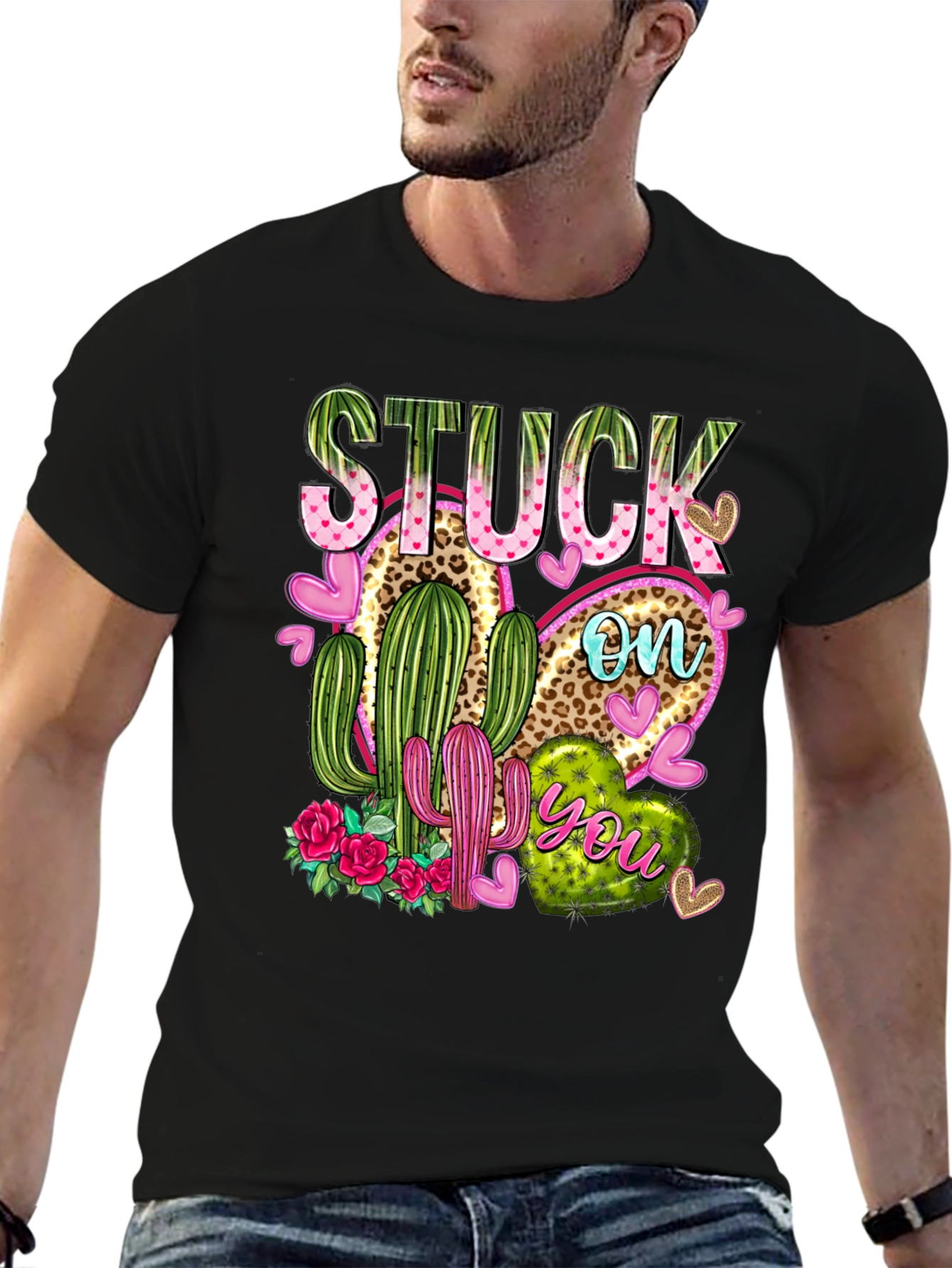 Stuck On You Cactus Heart Graphic T-Shirt