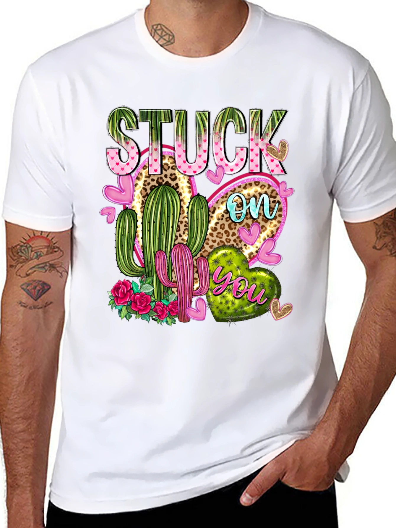 Stuck On You Cactus Heart Graphic T-Shirt