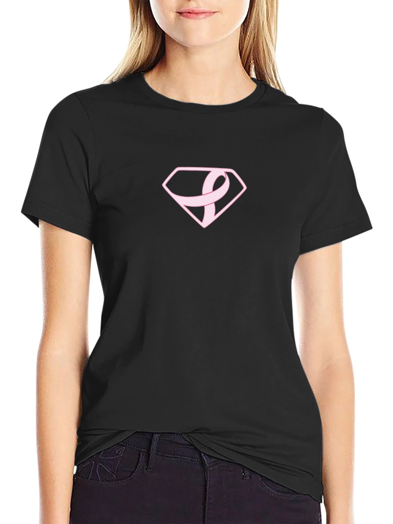 Breast Cancer Awareness T-Shirt Pink Ribbon Super Symbol