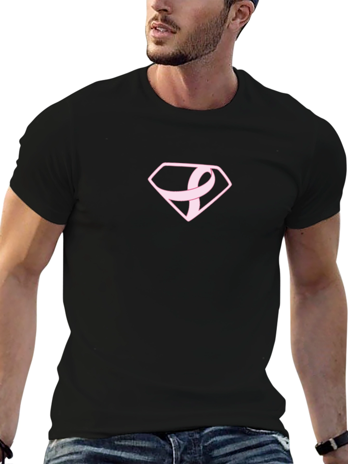 Breast Cancer Awareness T-Shirt Pink Ribbon Super Symbol