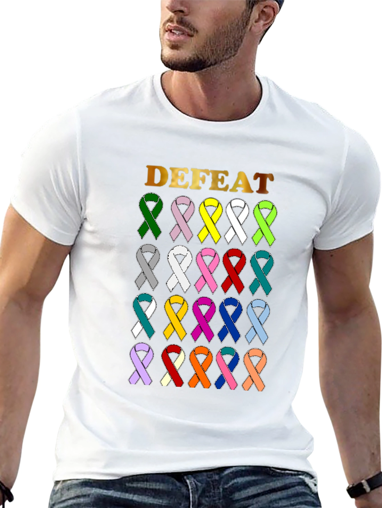 Defeat Cancer Awareness Ribbon T-Shirt