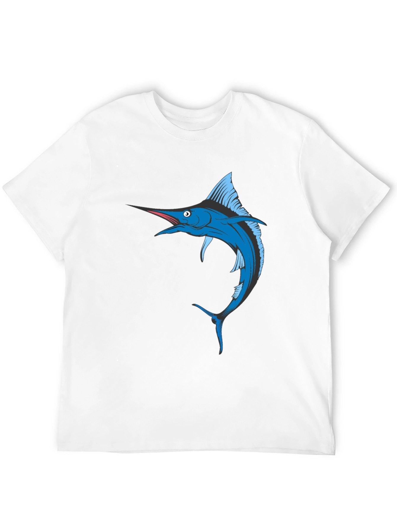 Blue Marlin Fish Graphic T-Shirt - Black Cotton Tee