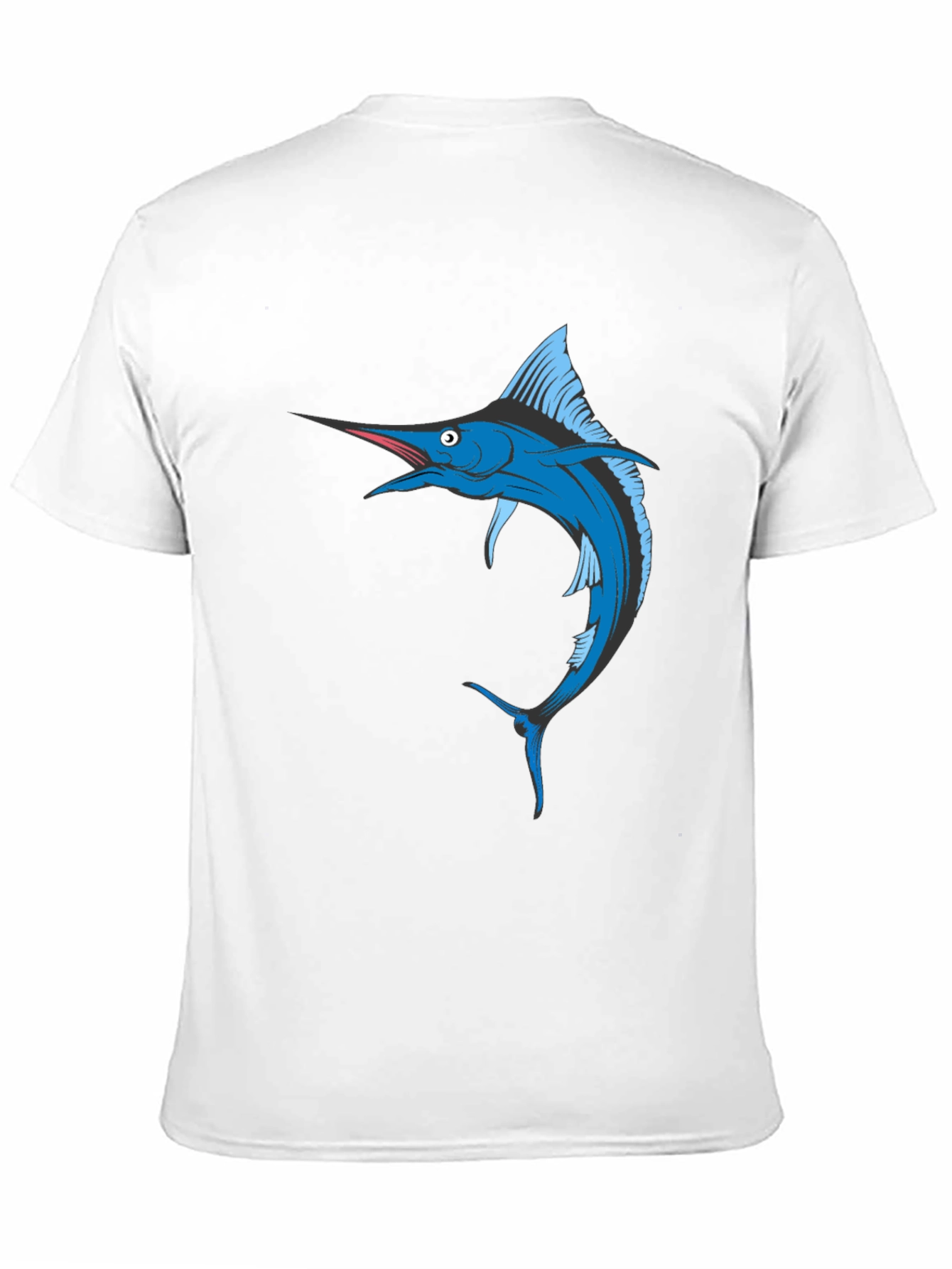 Blue Marlin Fish Graphic T-Shirt - Black Cotton Tee