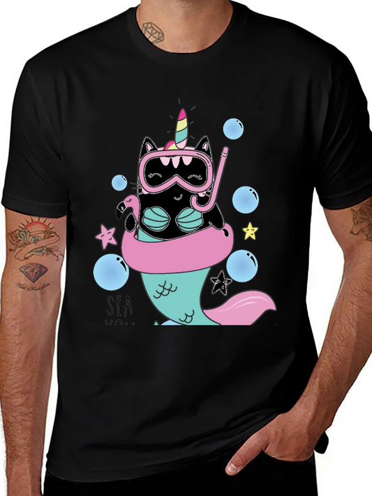 Unicorn Cat Mermaid T-Shirt - Fun Aquatic Design