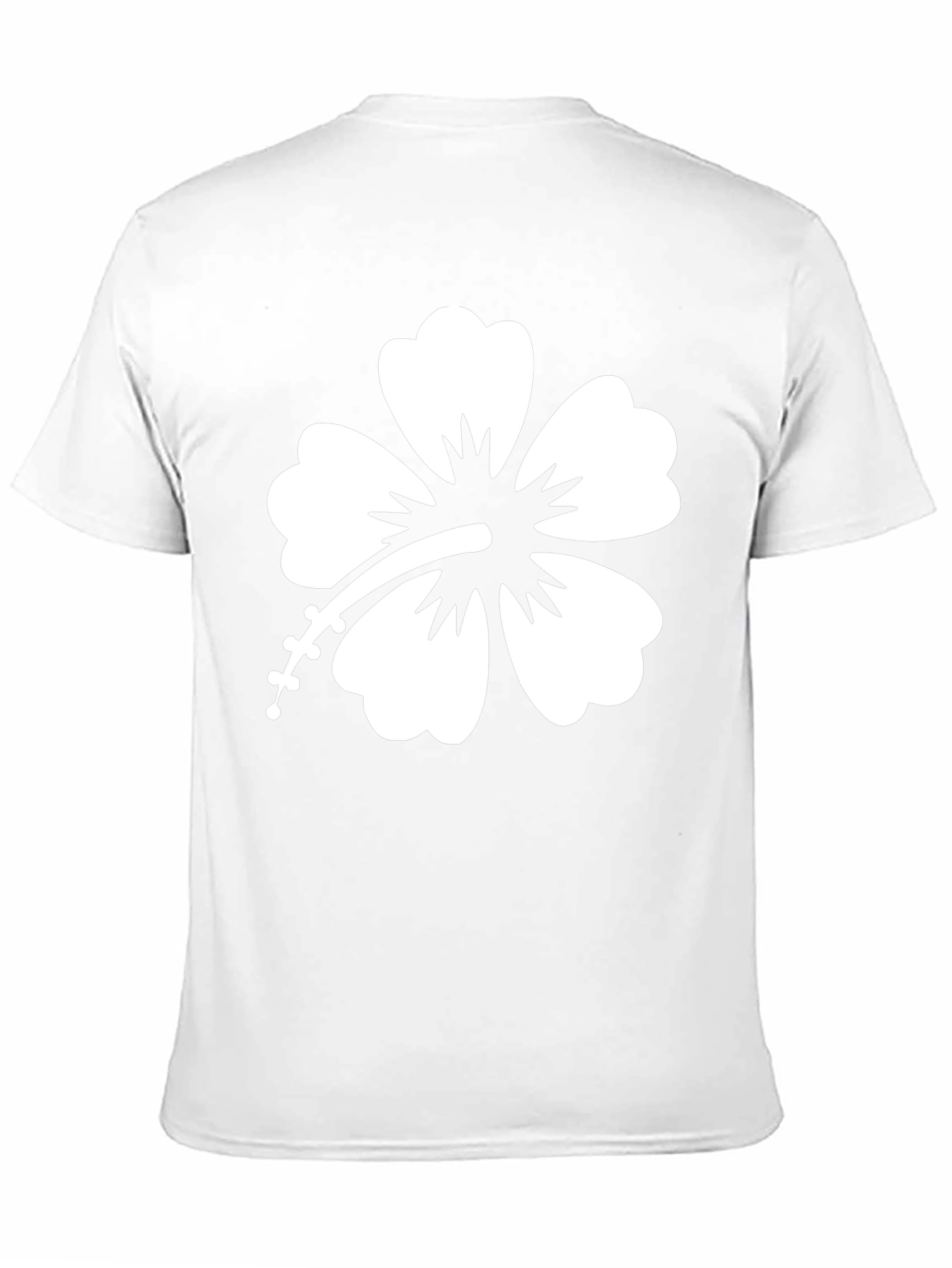 Black T-Shirt with White Hibiscus Flower Graphic