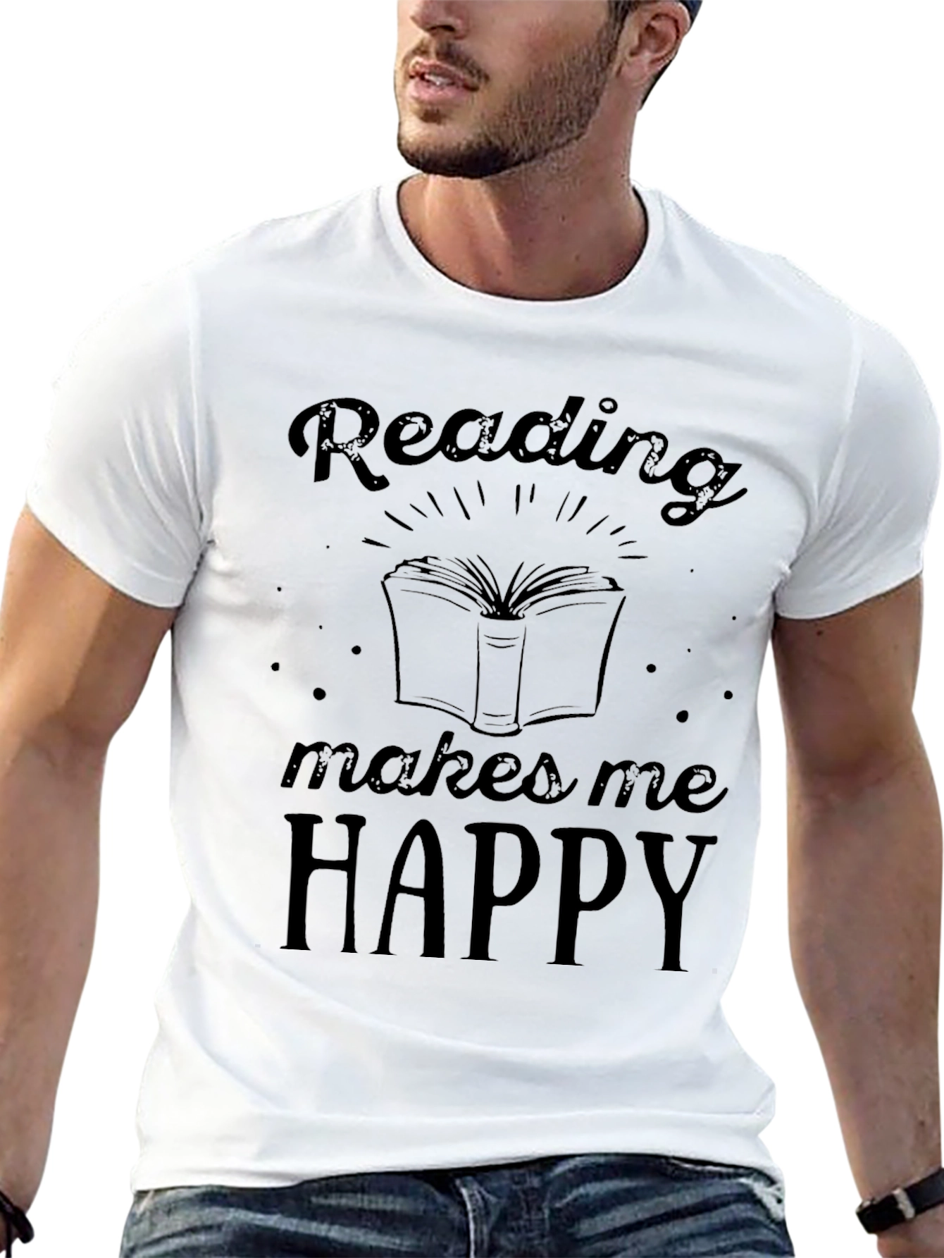Reading Makes Me Happy Black T-Shirt