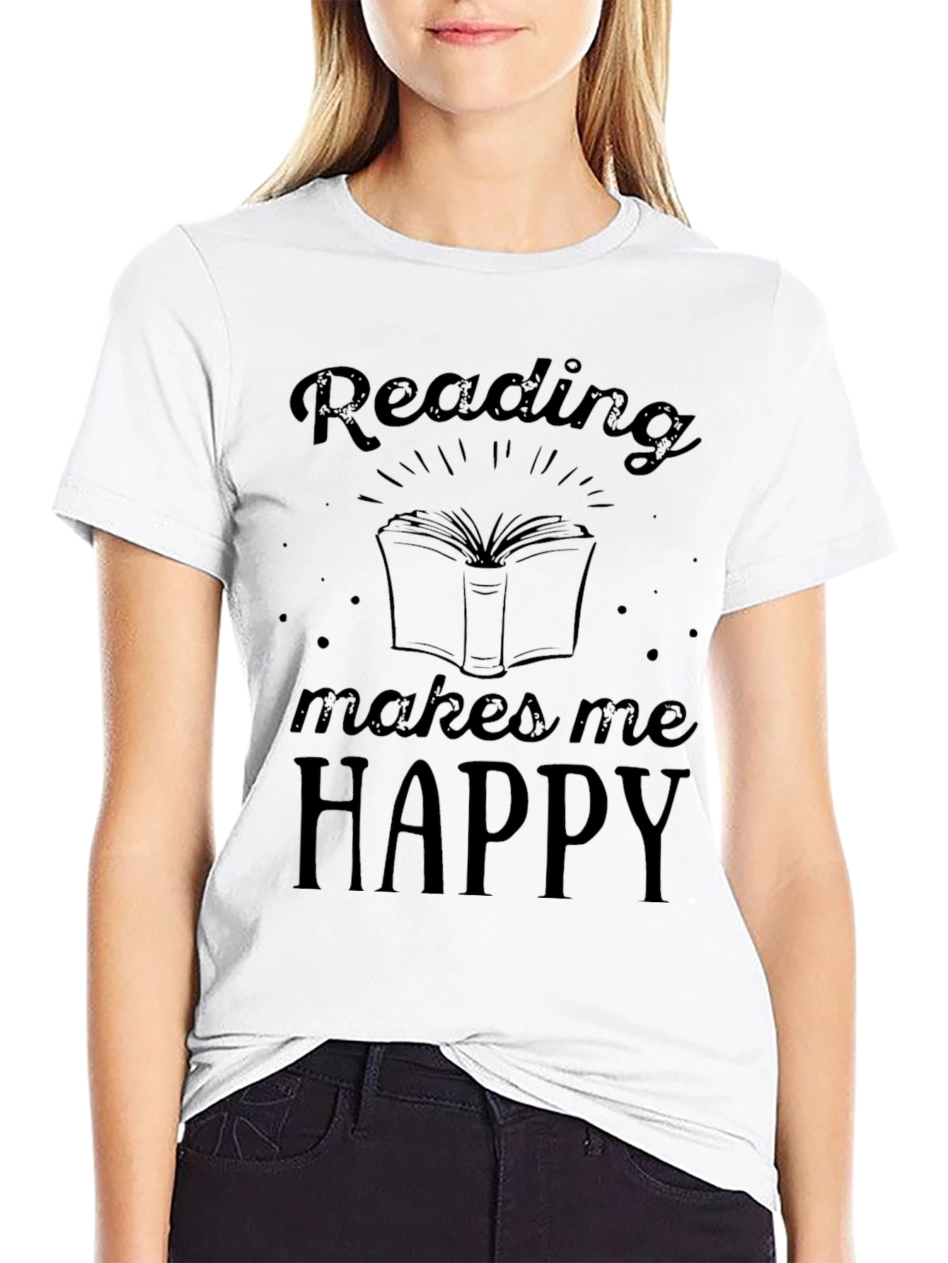 Reading Makes Me Happy Black T-Shirt