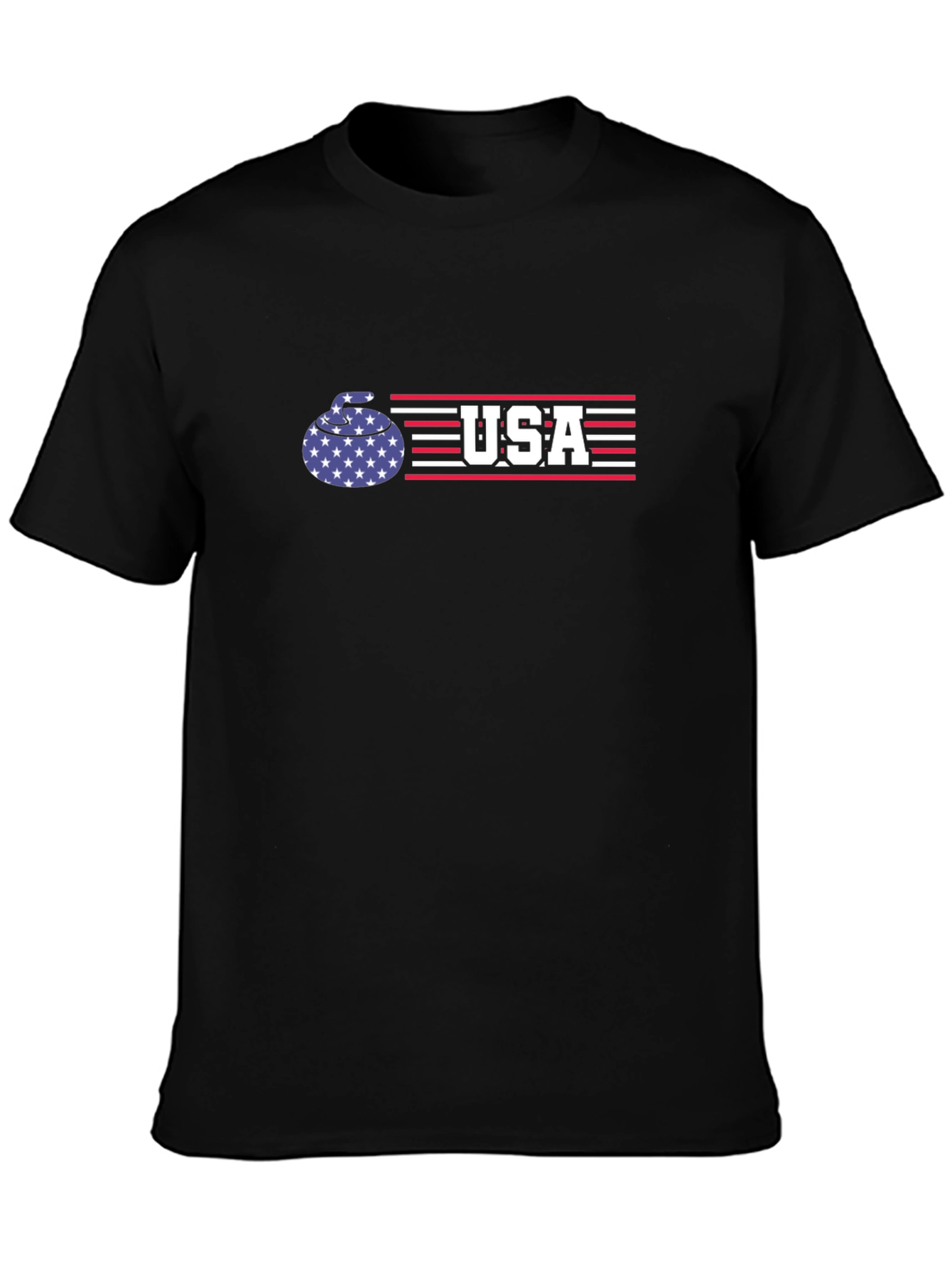 USA Curling Patriotic Graphic T-Shirt