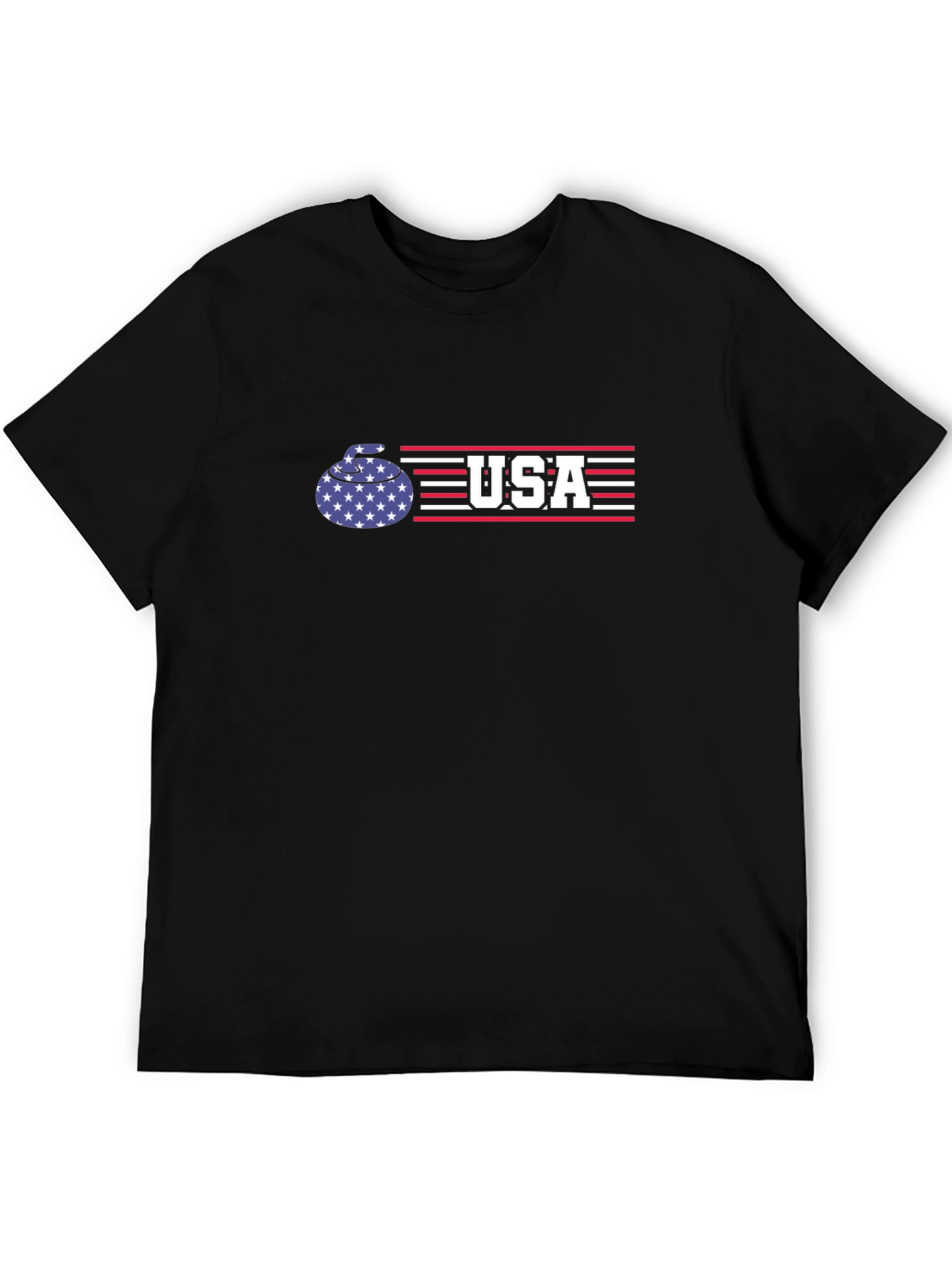 USA Curling Patriotic Graphic T-Shirt