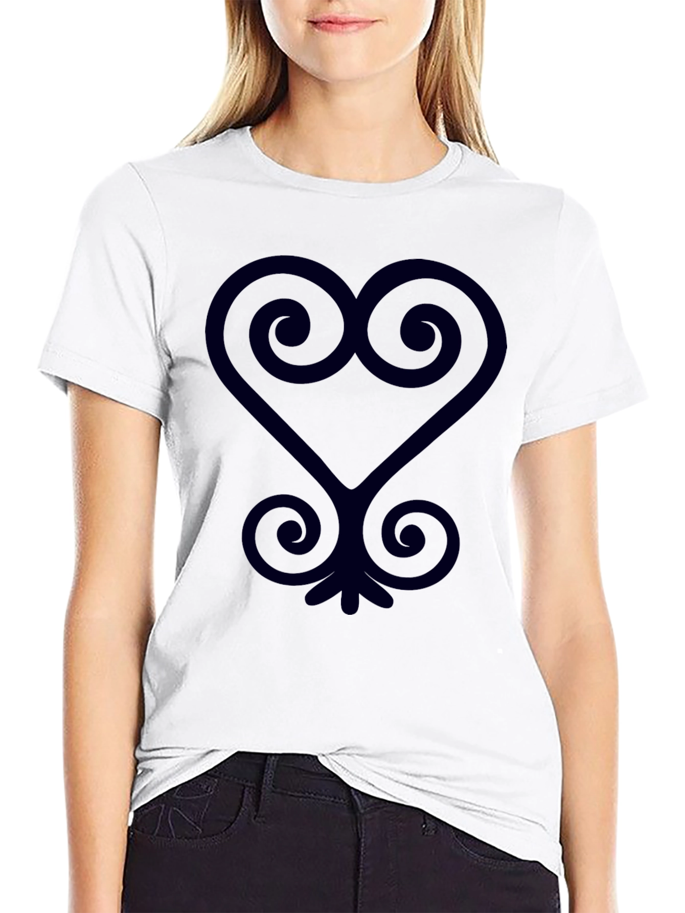 Black T-Shirt with Adinkra Heart Symbol