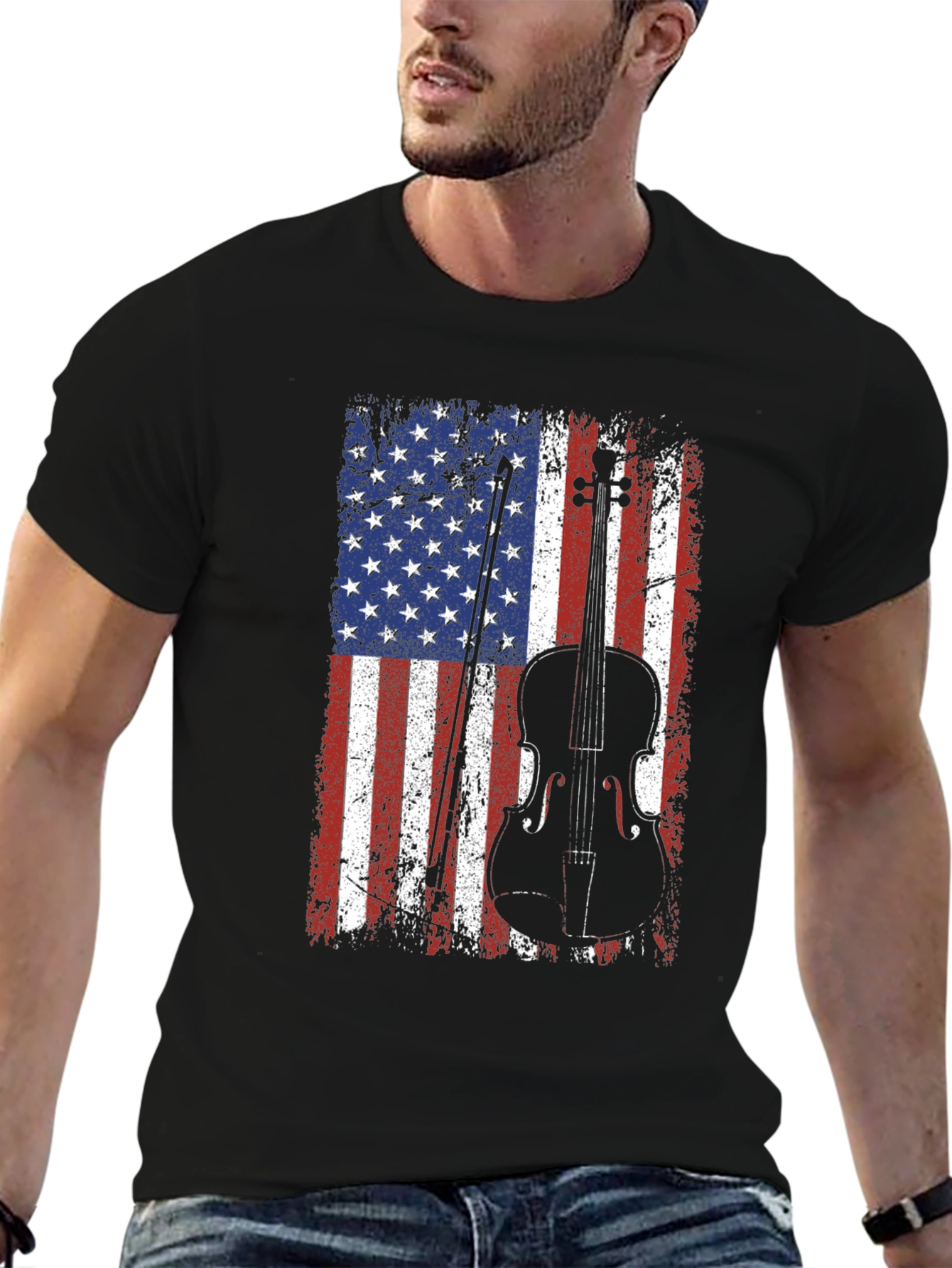 American Flag Fiddle T-Shirt
