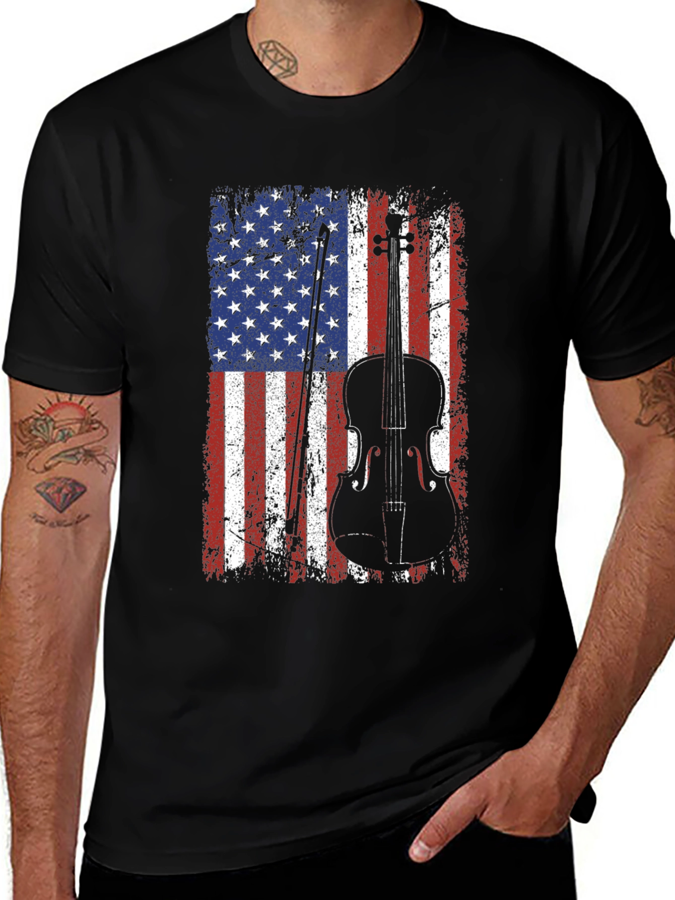 American Flag Fiddle T-Shirt