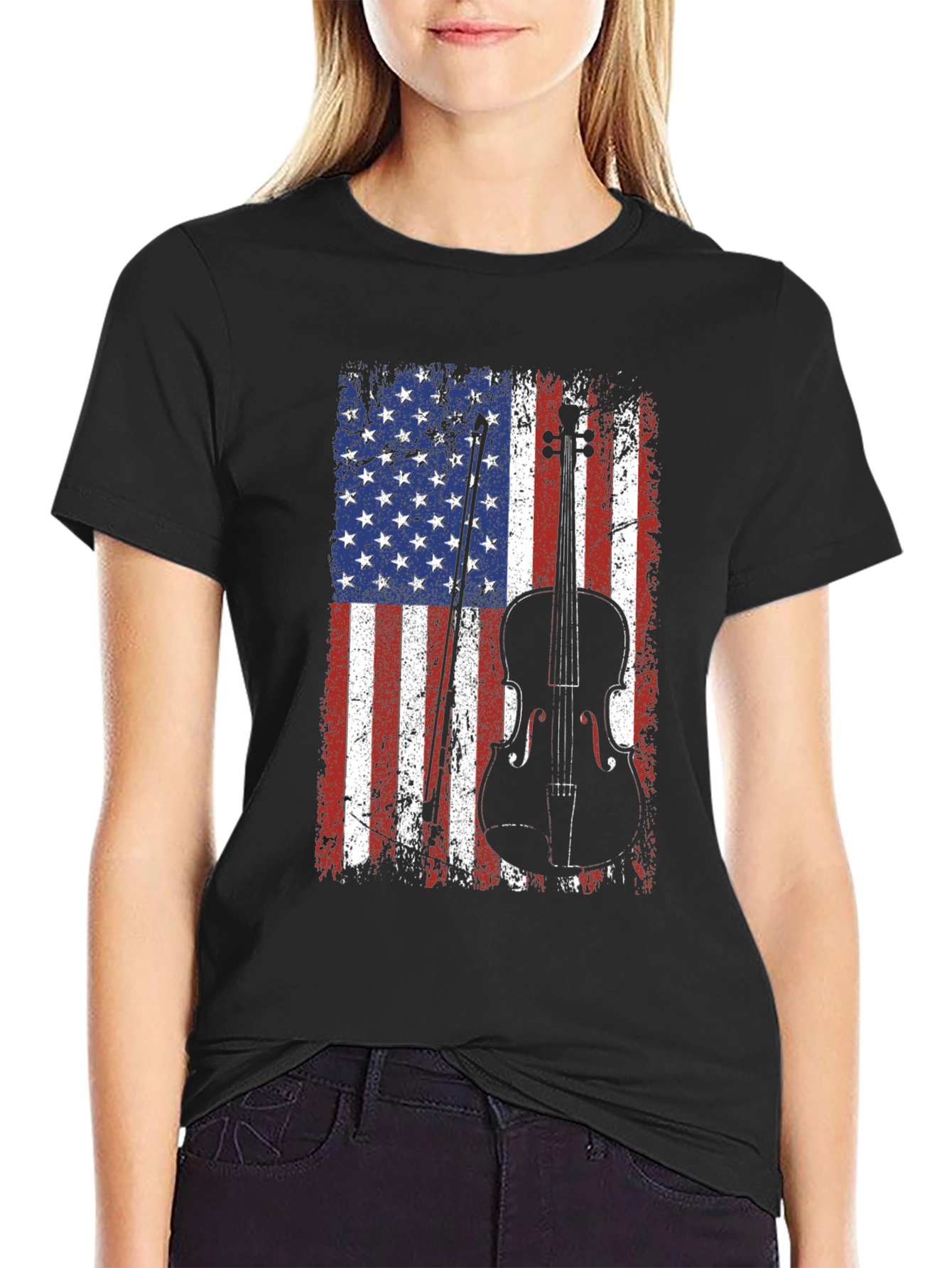 American Flag Fiddle T-Shirt