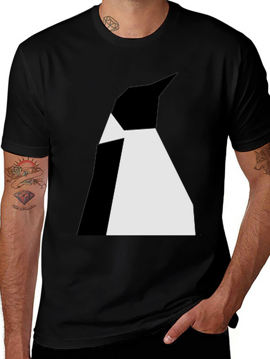 Abstract Penguin Graphic Tee - Black Unisex T-Shirt
