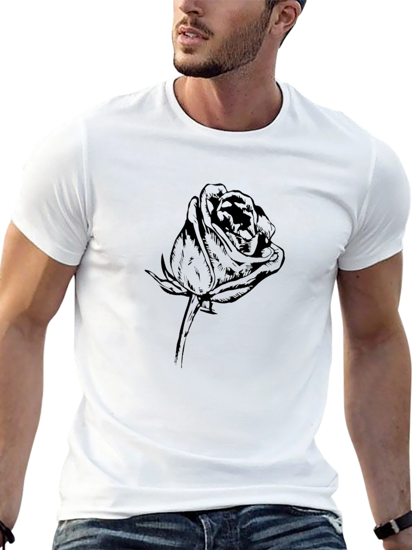 Black Rose Graphic Tee - Mens Casual T-Shirt