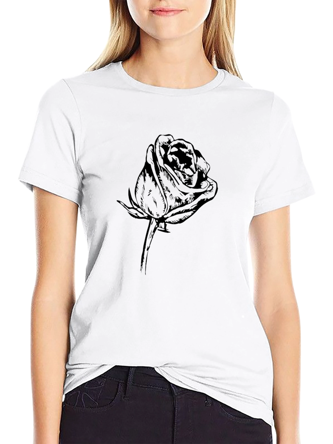 Black Rose Graphic Tee - Mens Casual T-Shirt
