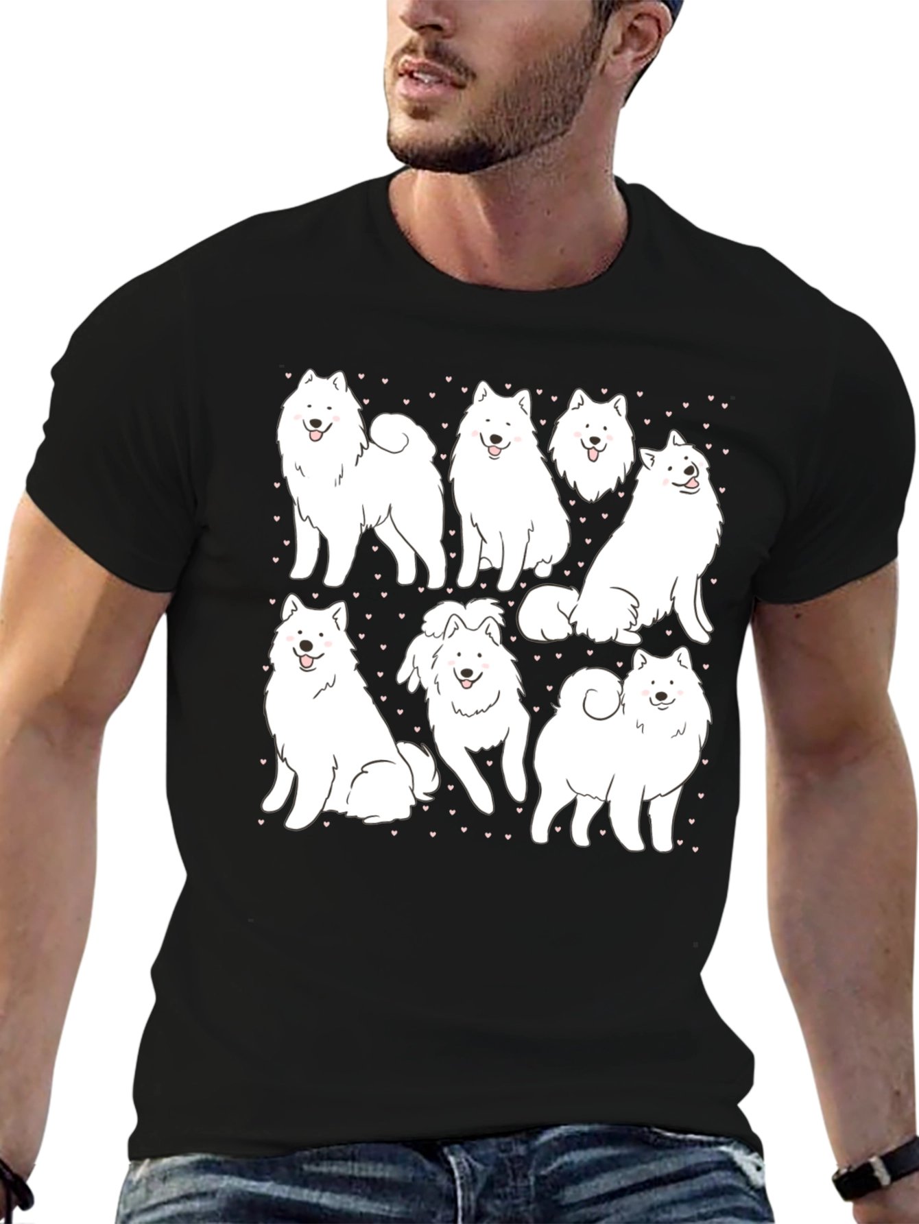Dog Lover T-Shirt - Samoyed Puppy Pattern