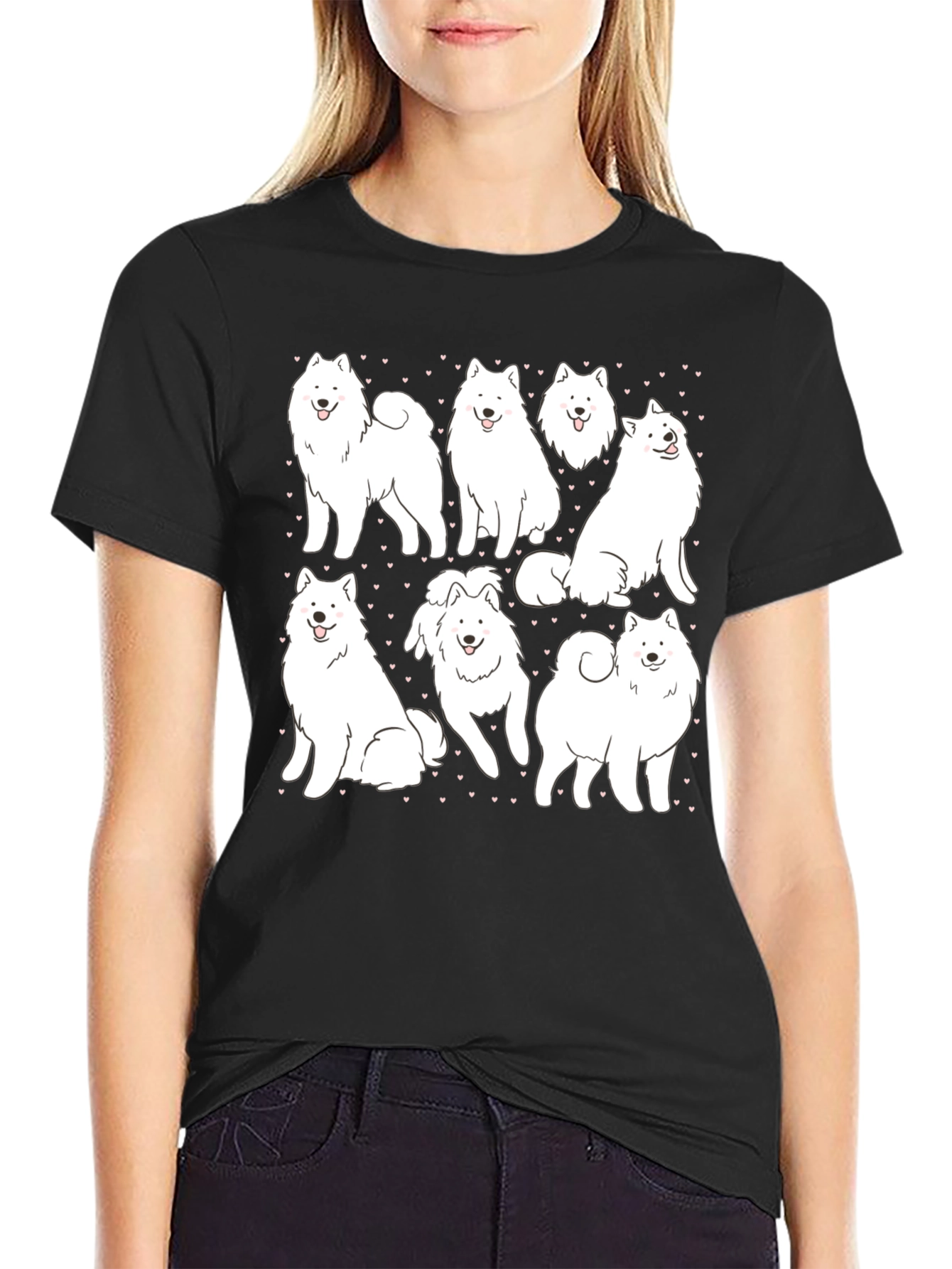 Dog Lover T-Shirt - Samoyed Puppy Pattern