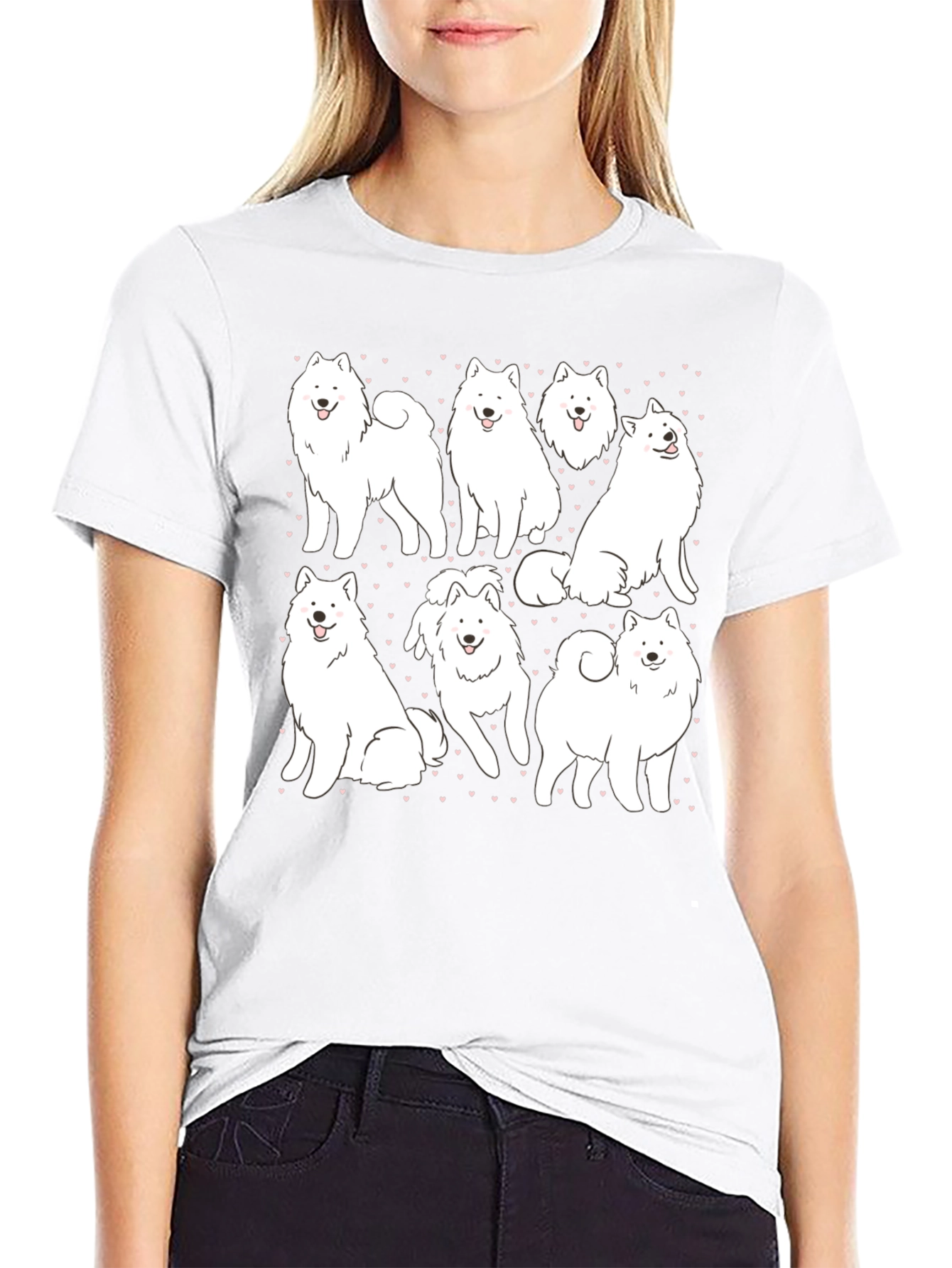 Dog Lover T-Shirt - Samoyed Puppy Pattern