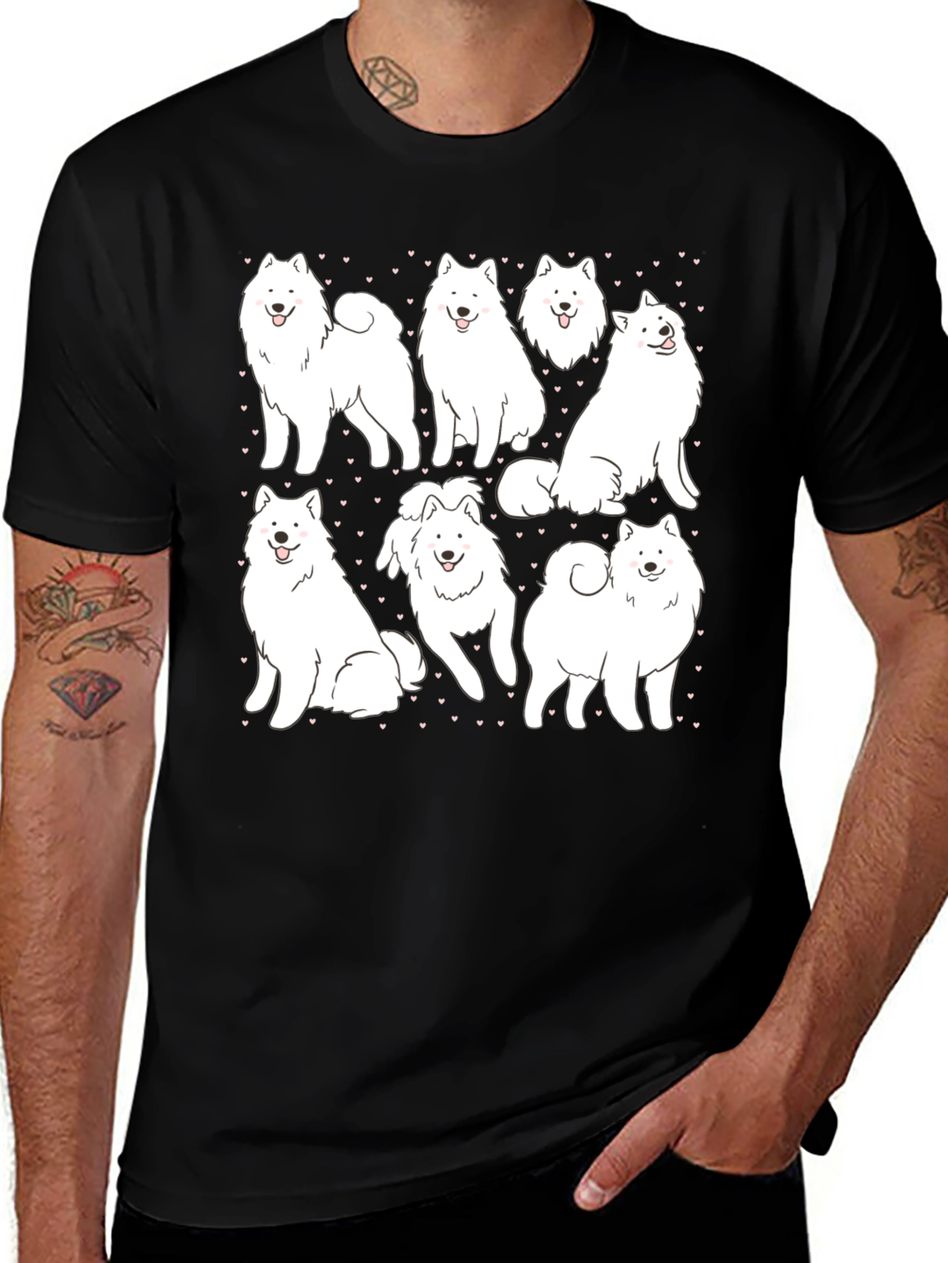 Dog Lover T-Shirt - Samoyed Puppy Pattern