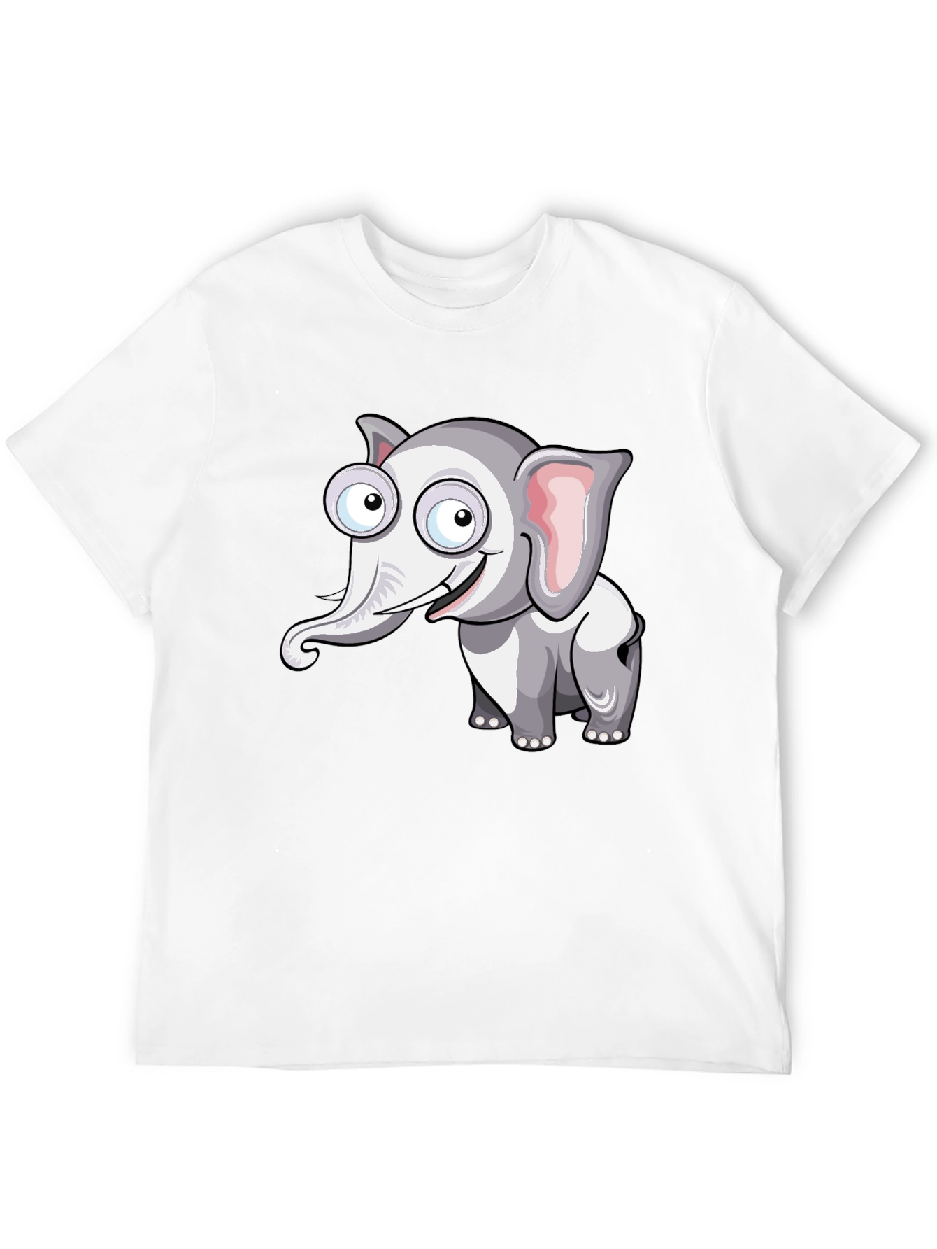 Cartoon Elephant Graphic Black T-Shirt