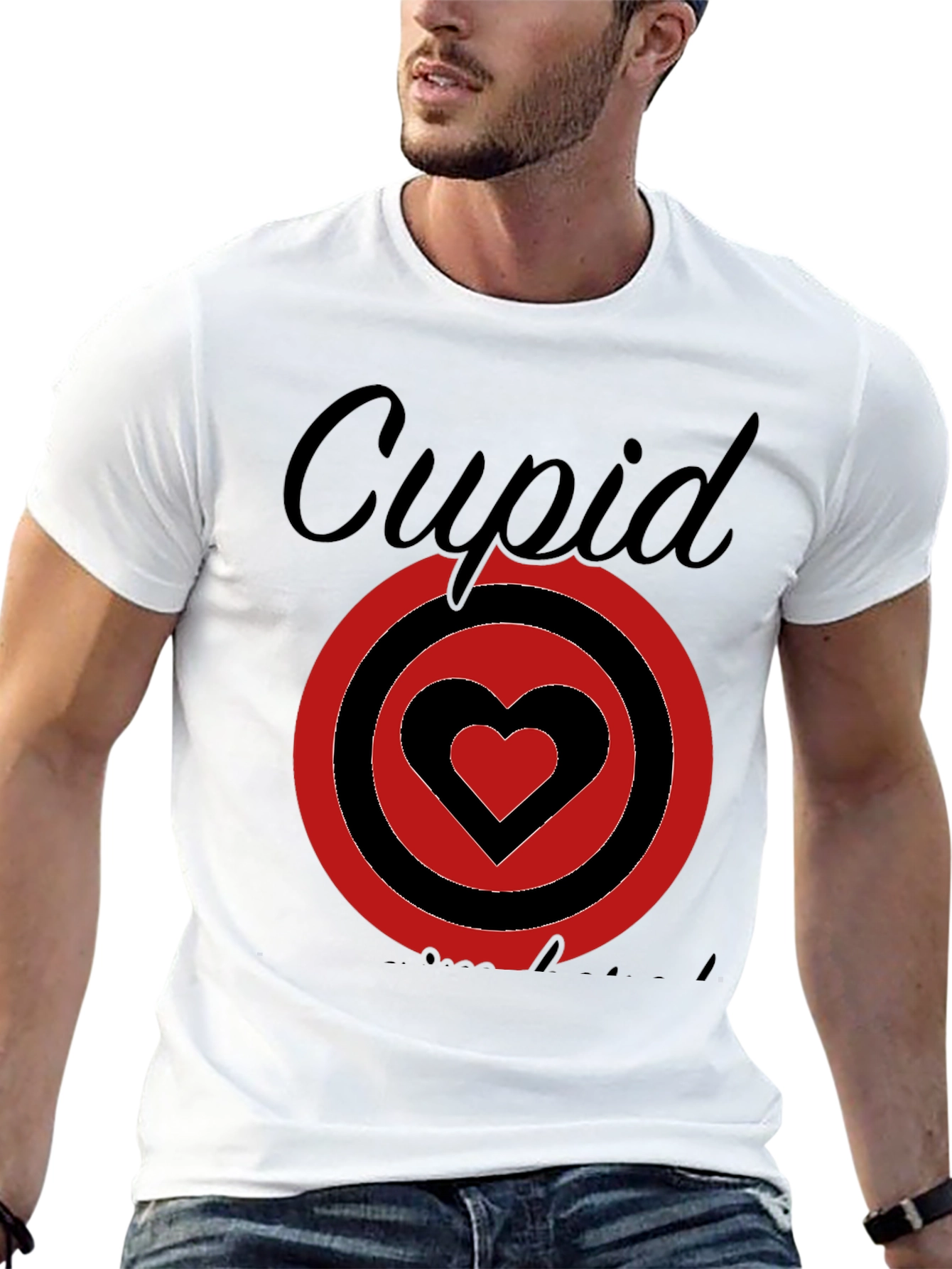 Cupid Heart Target Graphic Tee - Black Cotton