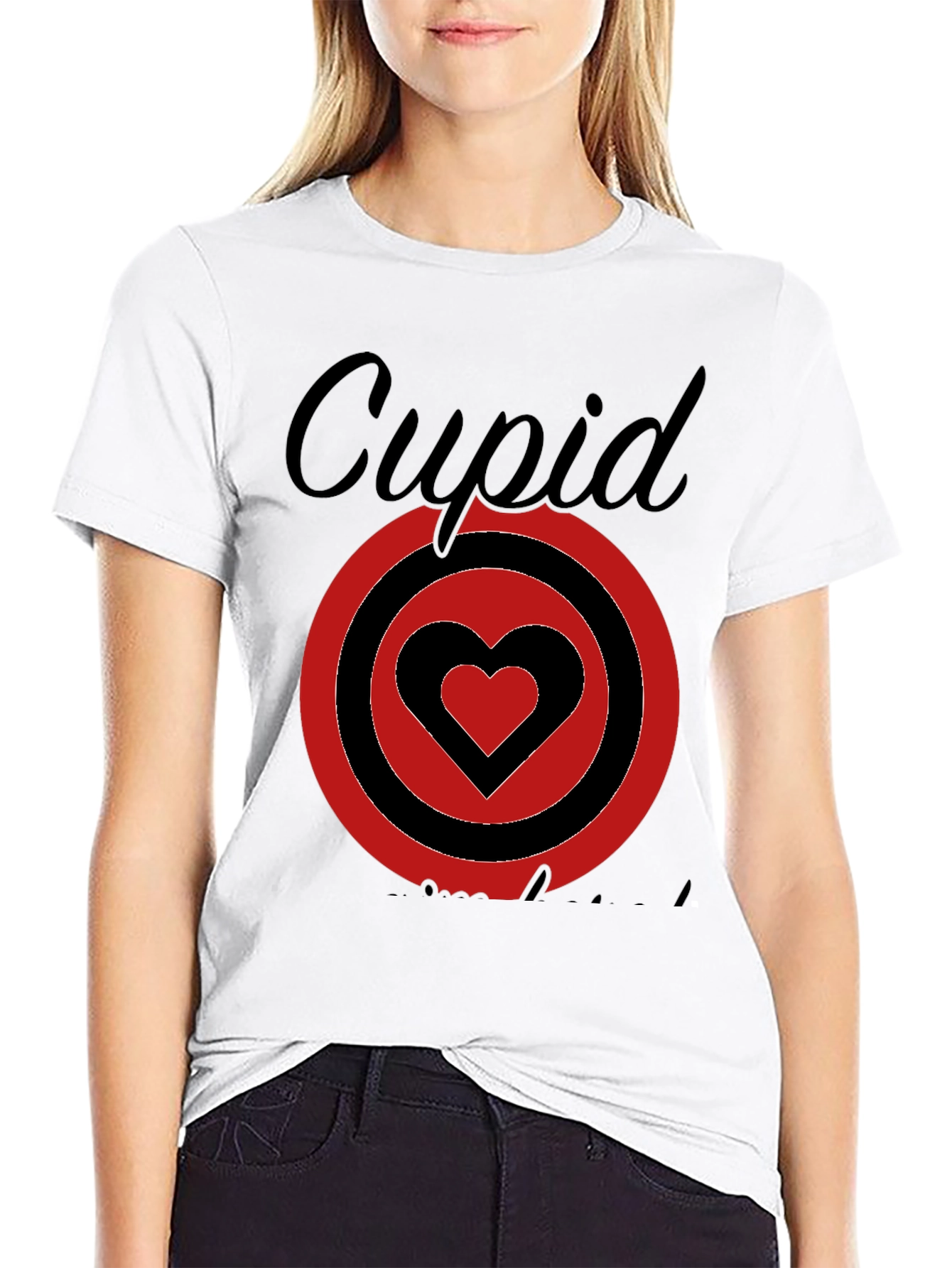 Cupid Heart Target Graphic Tee - Black Cotton
