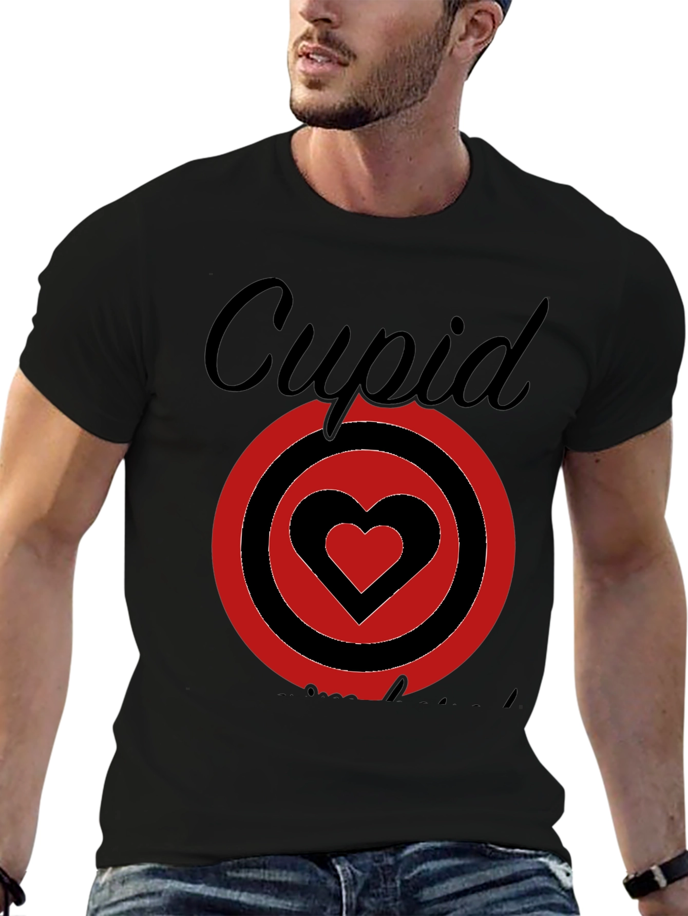 Cupid Heart Target Graphic Tee - Black Cotton