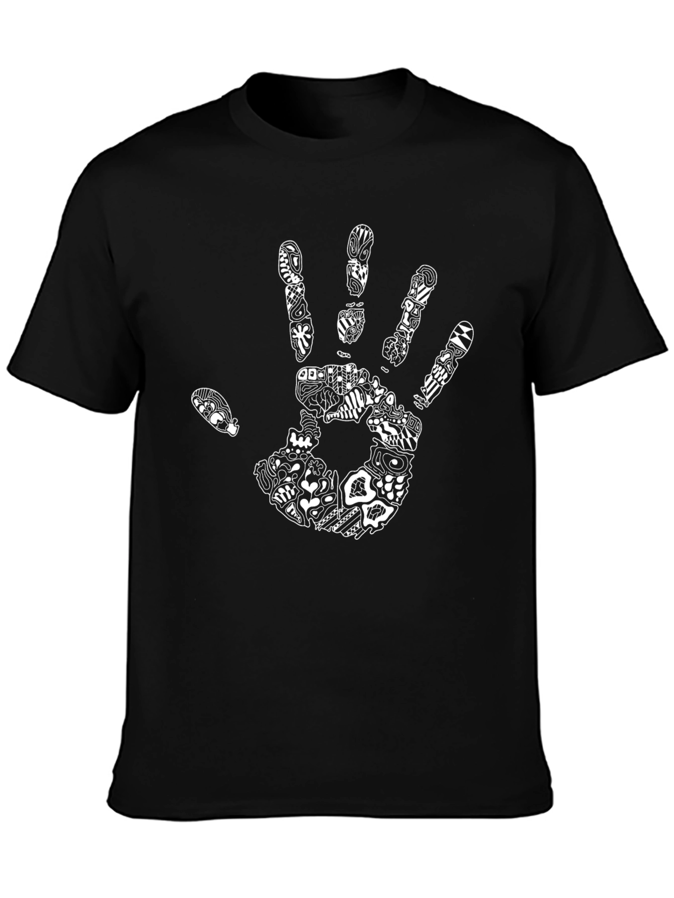 Abstract Hand Print Black Graphic Tee