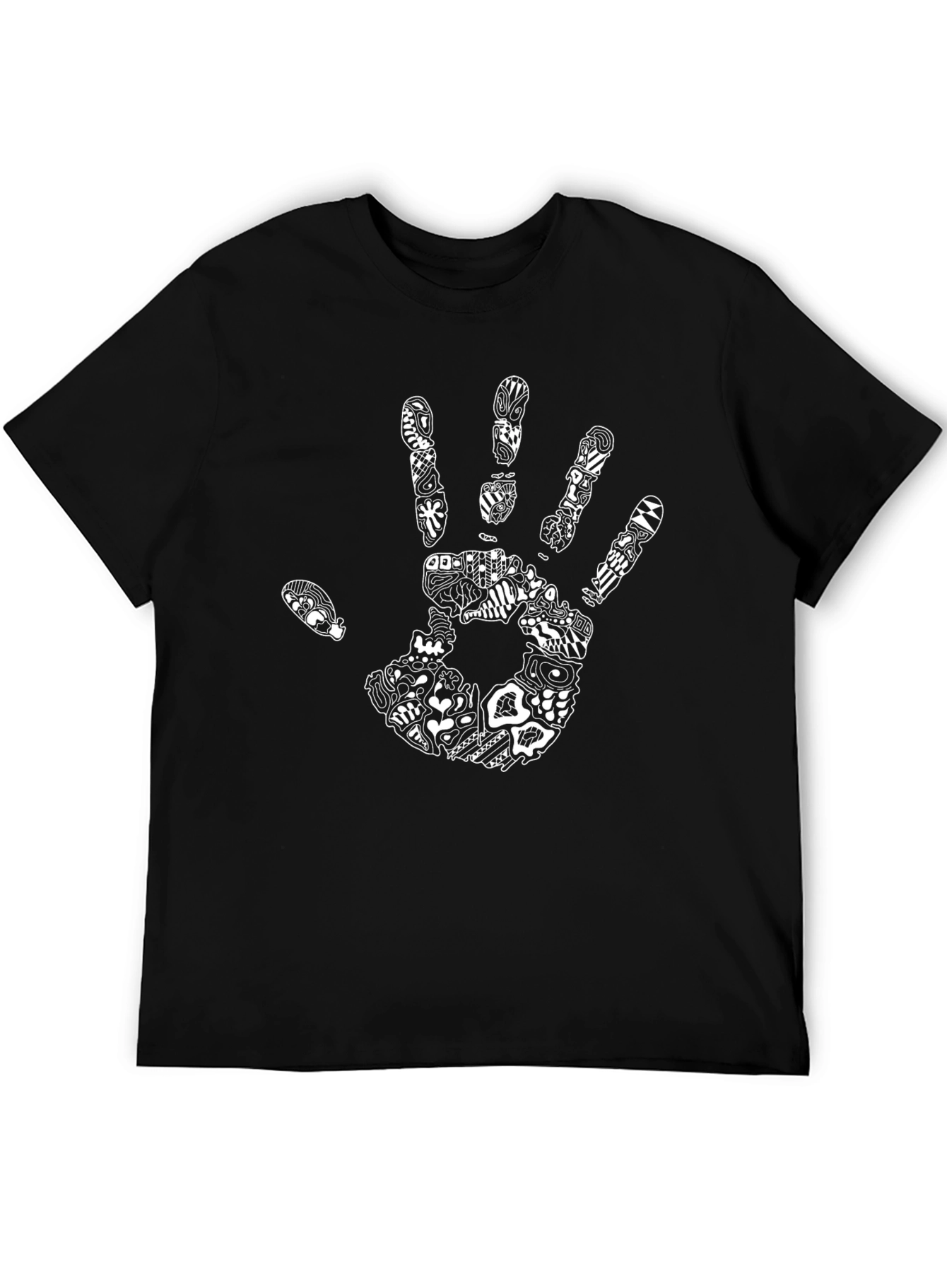 Abstract Hand Print Black Graphic Tee
