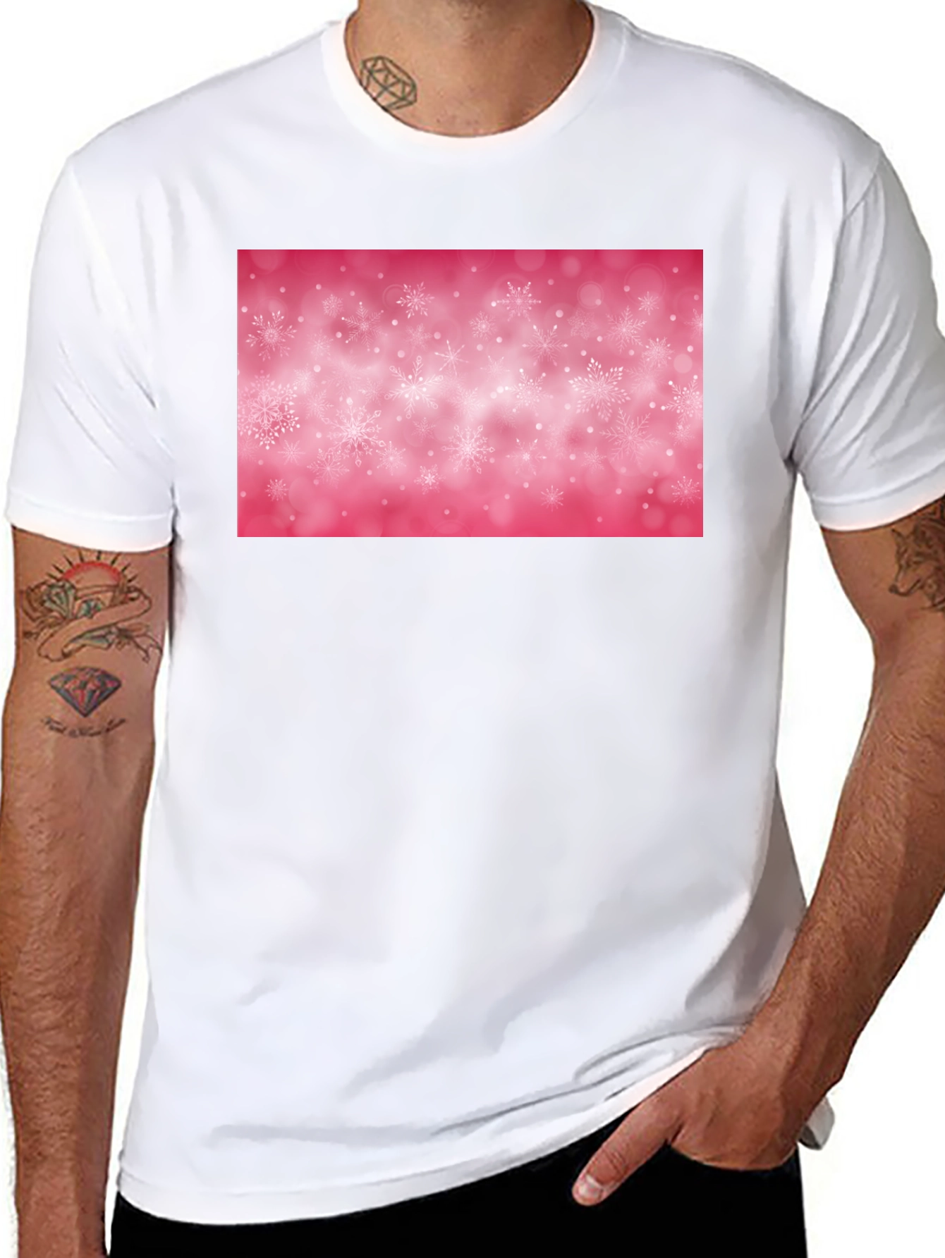 Snowflake Pattern Black T-Shirt