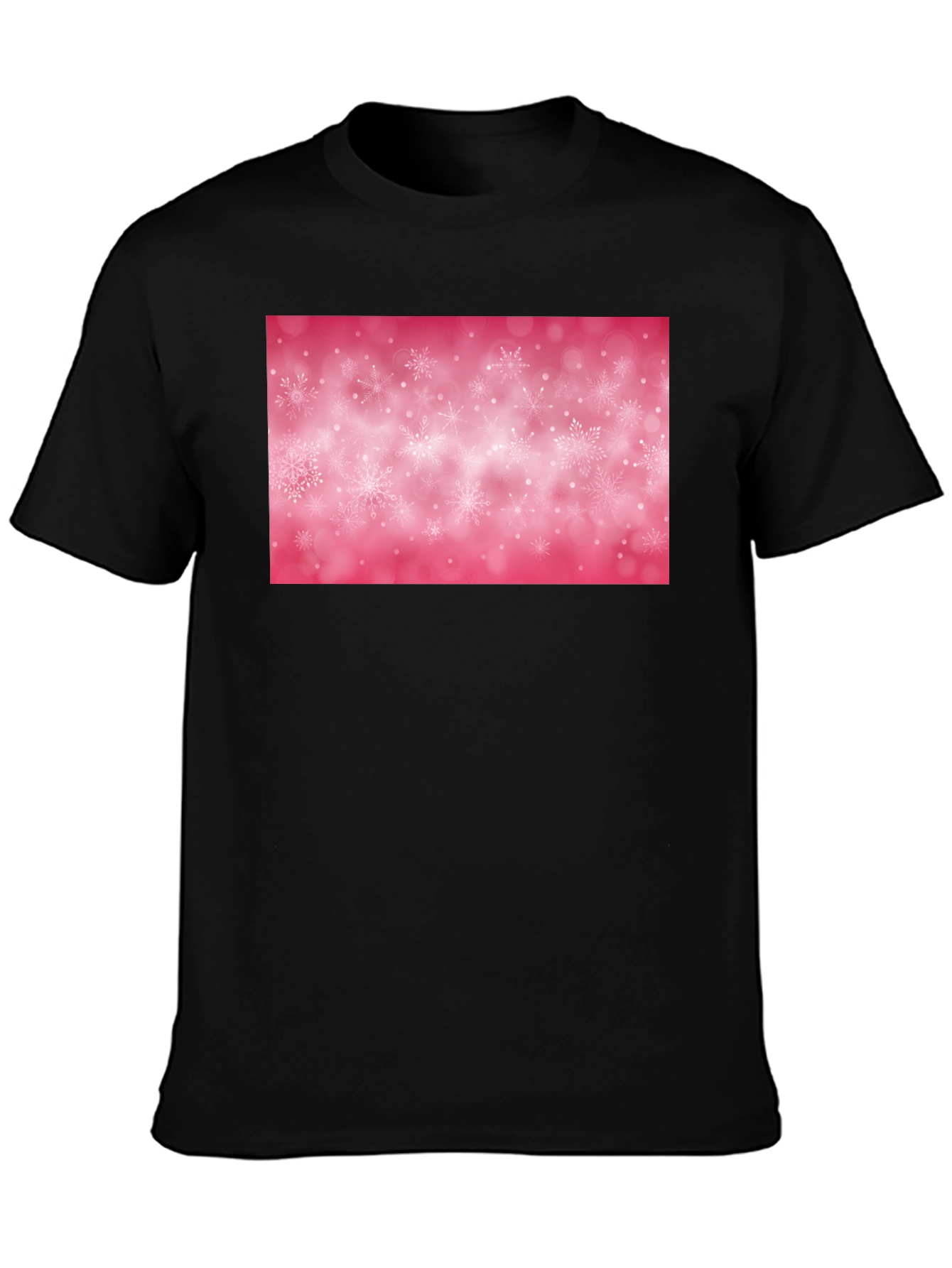 Snowflake Pattern Black T-Shirt