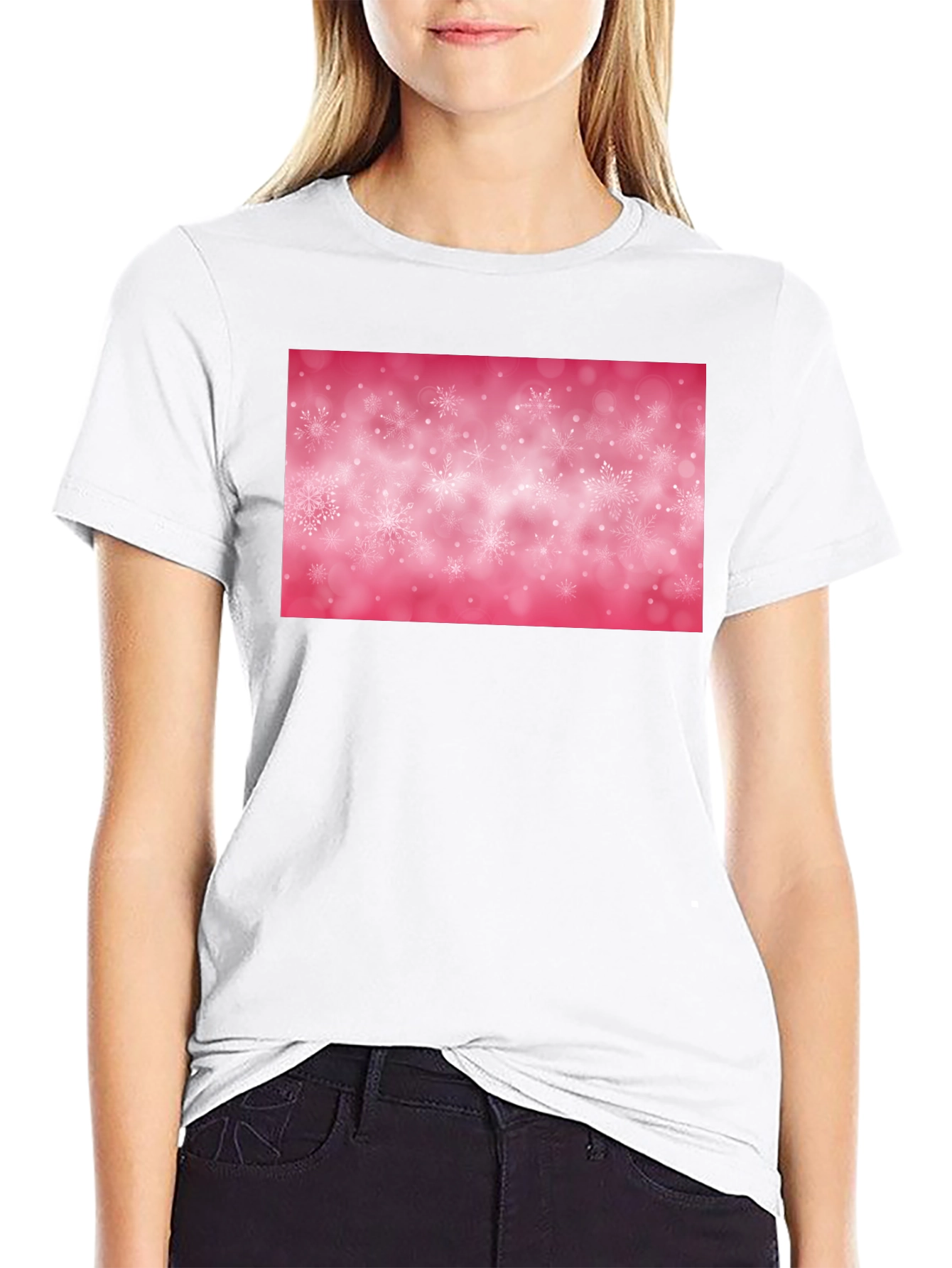 Snowflake Pattern Black T-Shirt