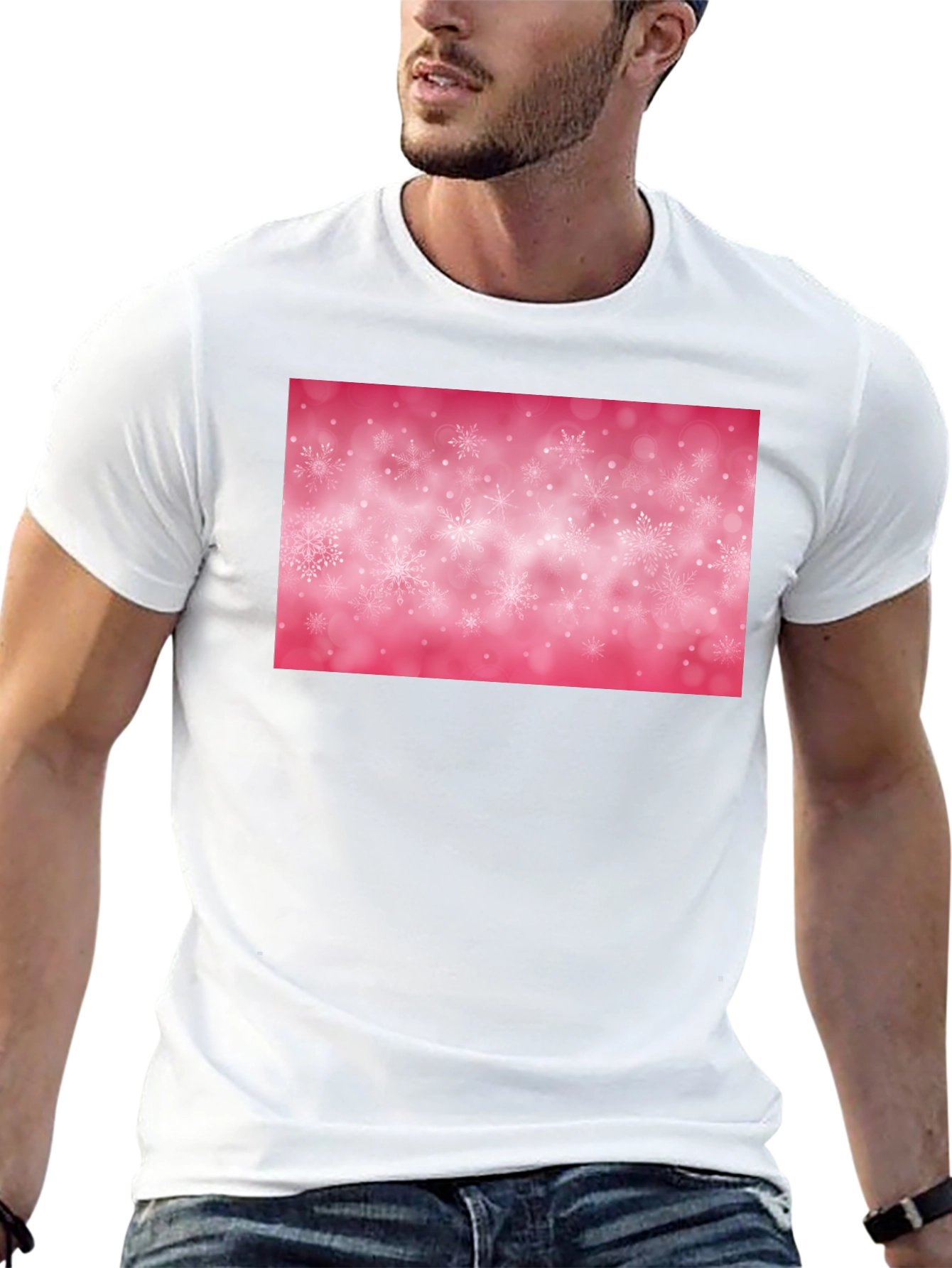Snowflake Pattern Black T-Shirt