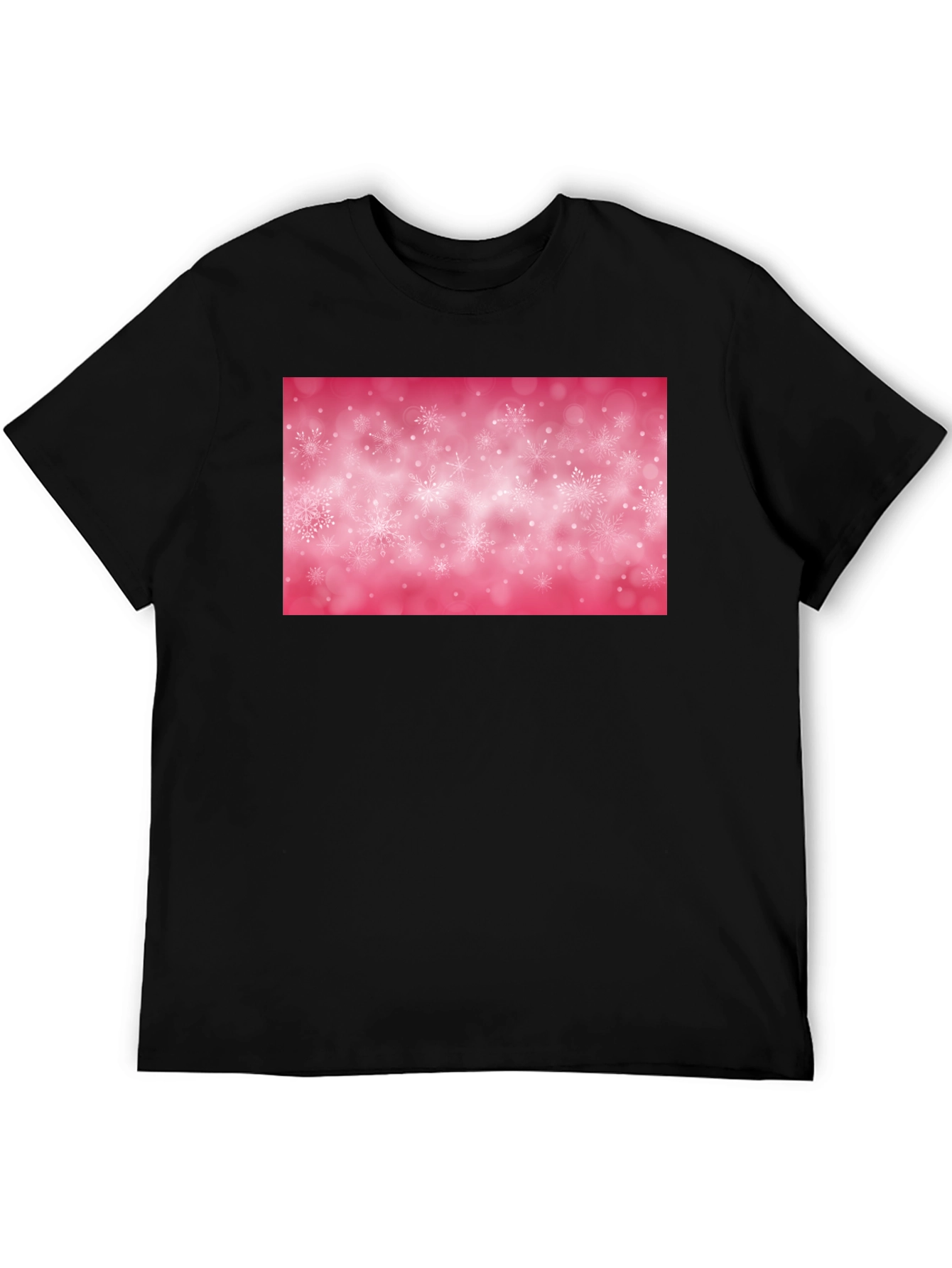 Snowflake Pattern Black T-Shirt