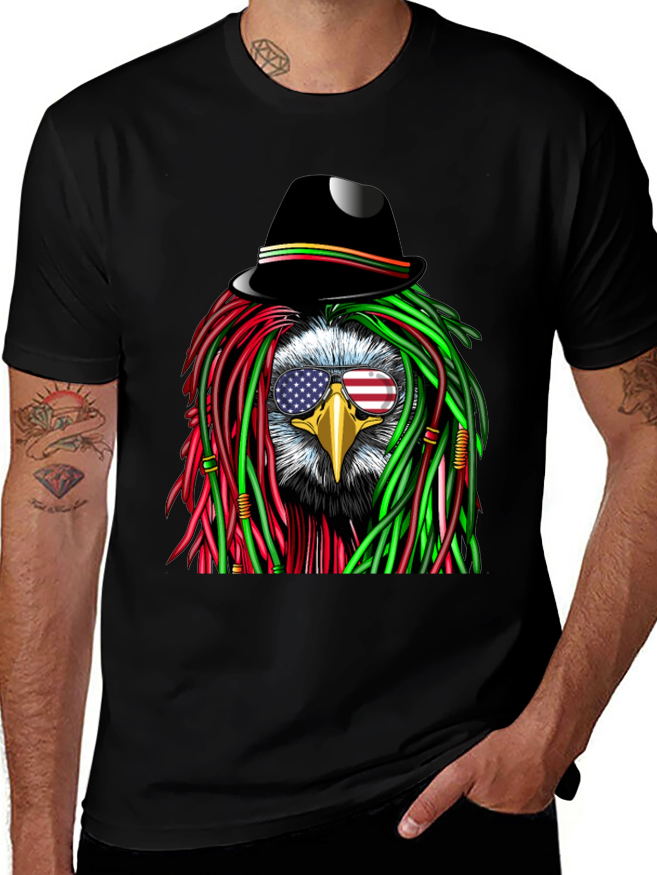 Eagle Rasta T-Shirt with American Flag Glasses