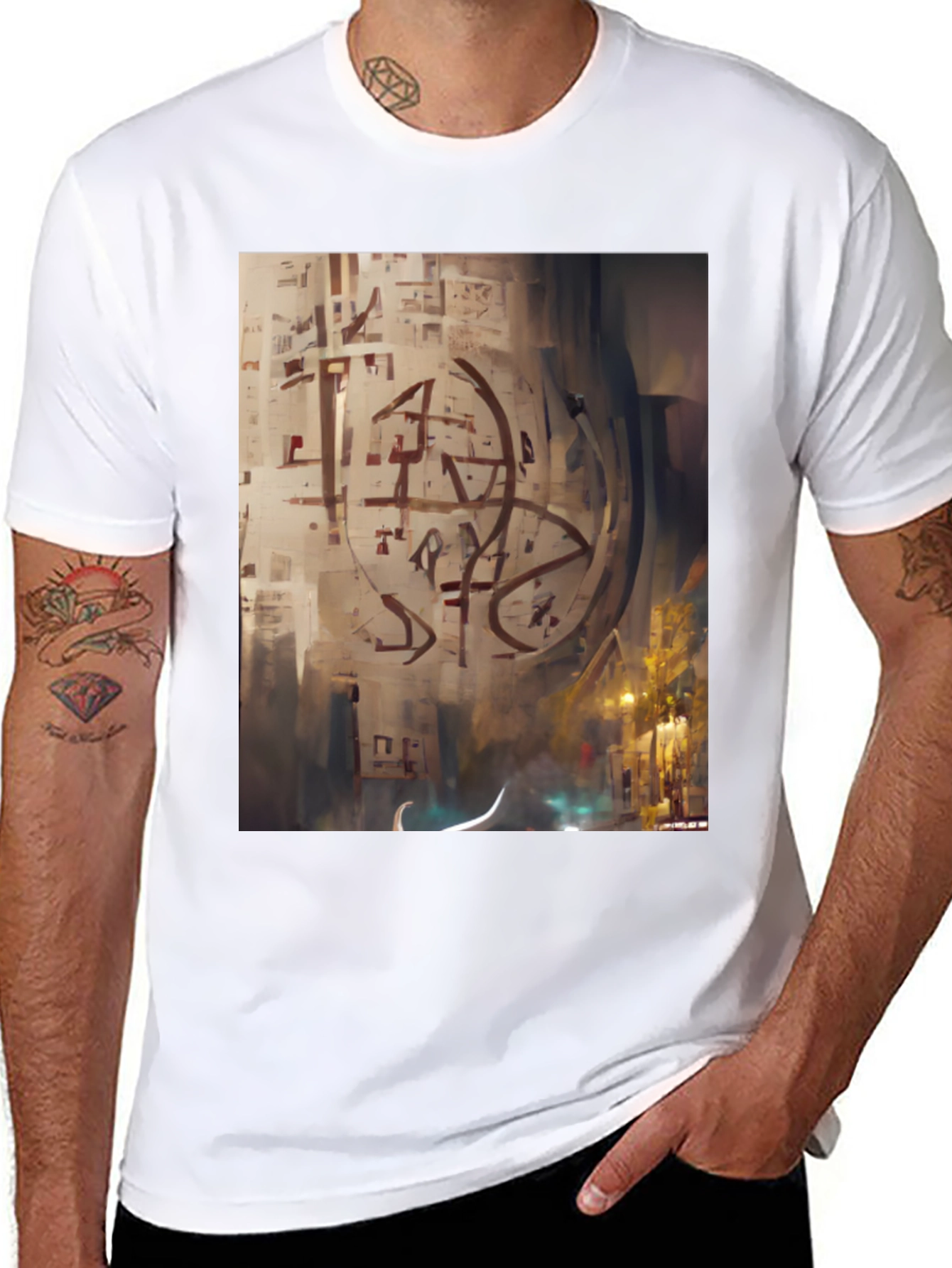 Abstract Urban Art Tee - Mens Black Graphic T-Shirt