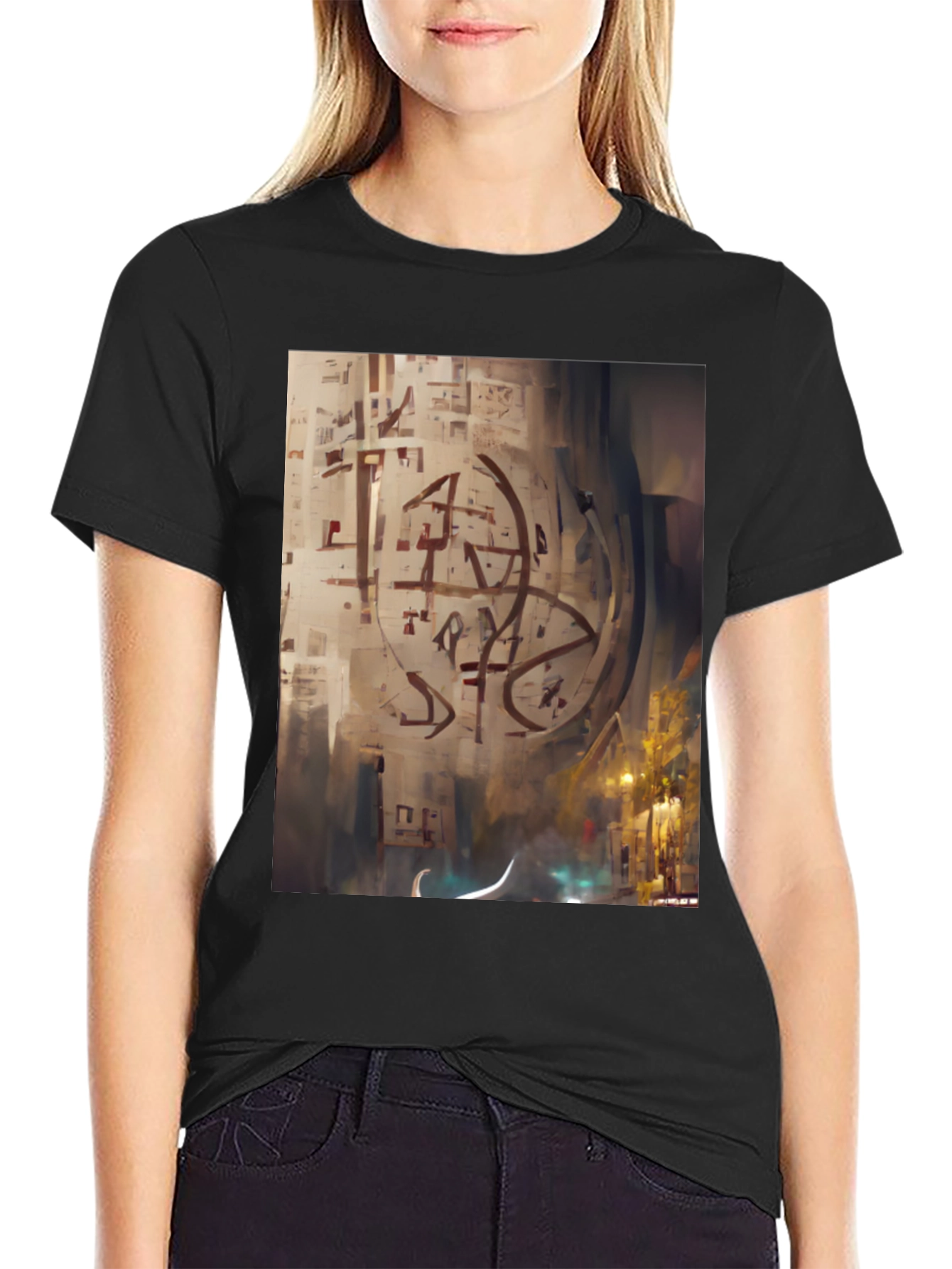 Abstract Urban Art Tee - Mens Black Graphic T-Shirt