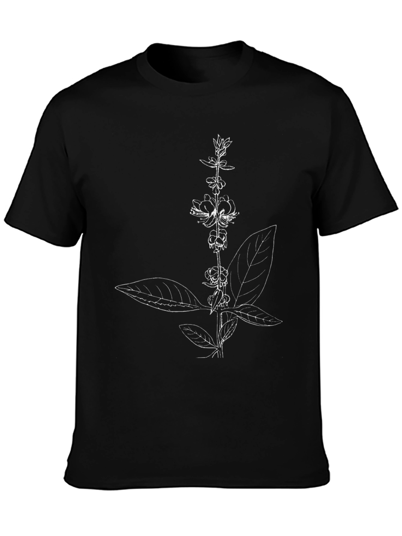 Botanical Print Black T-Shirt
