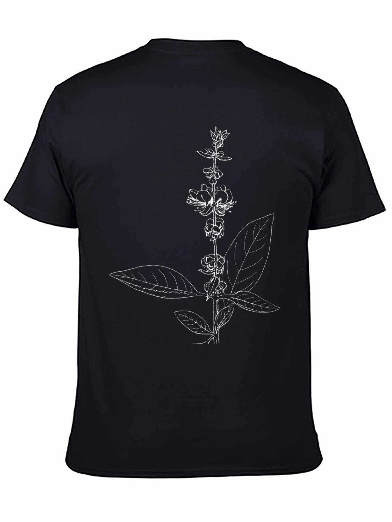 Botanical Print Black T-Shirt