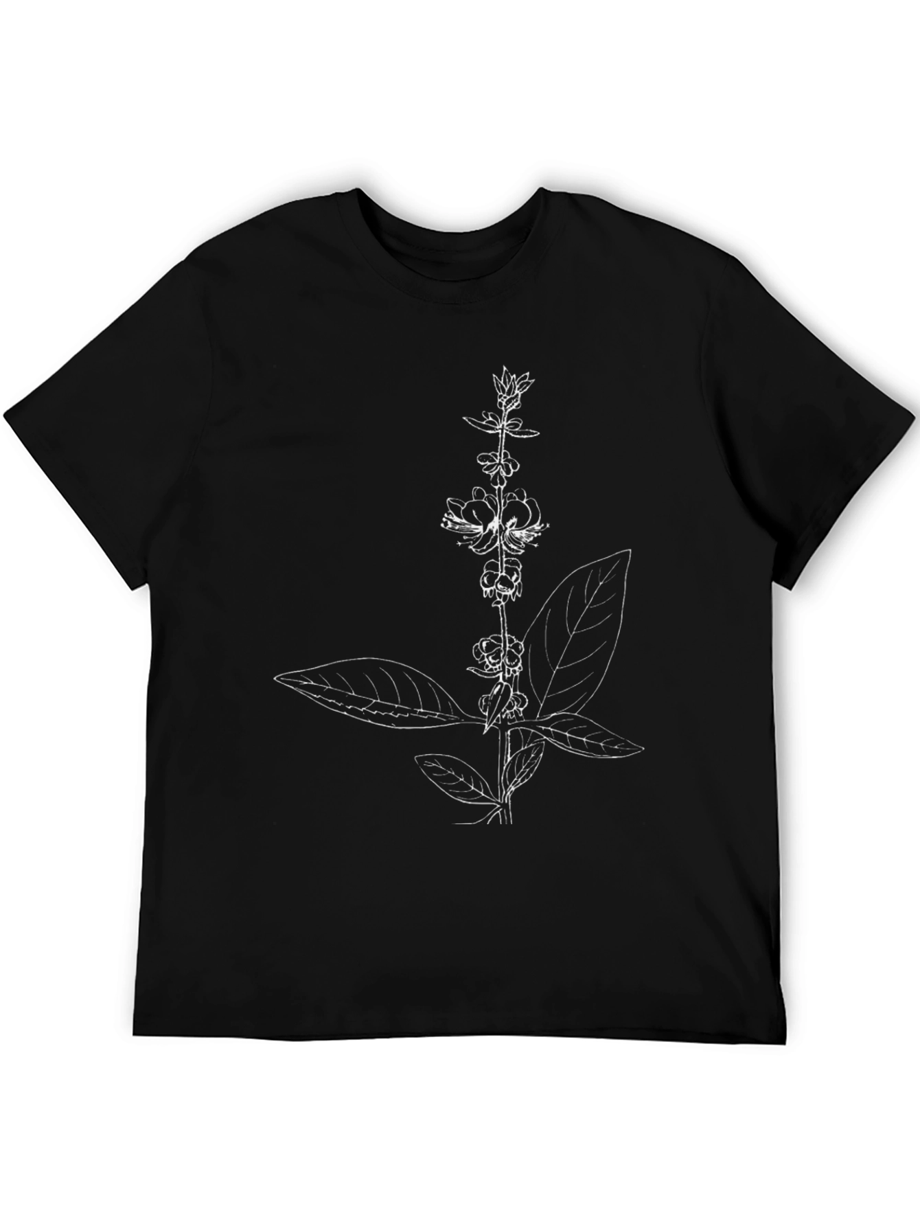 Botanical Print Black T-Shirt