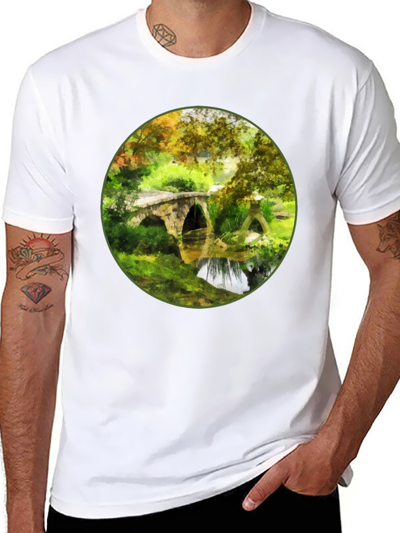 Arched Bridge Landscape Graphic Tee